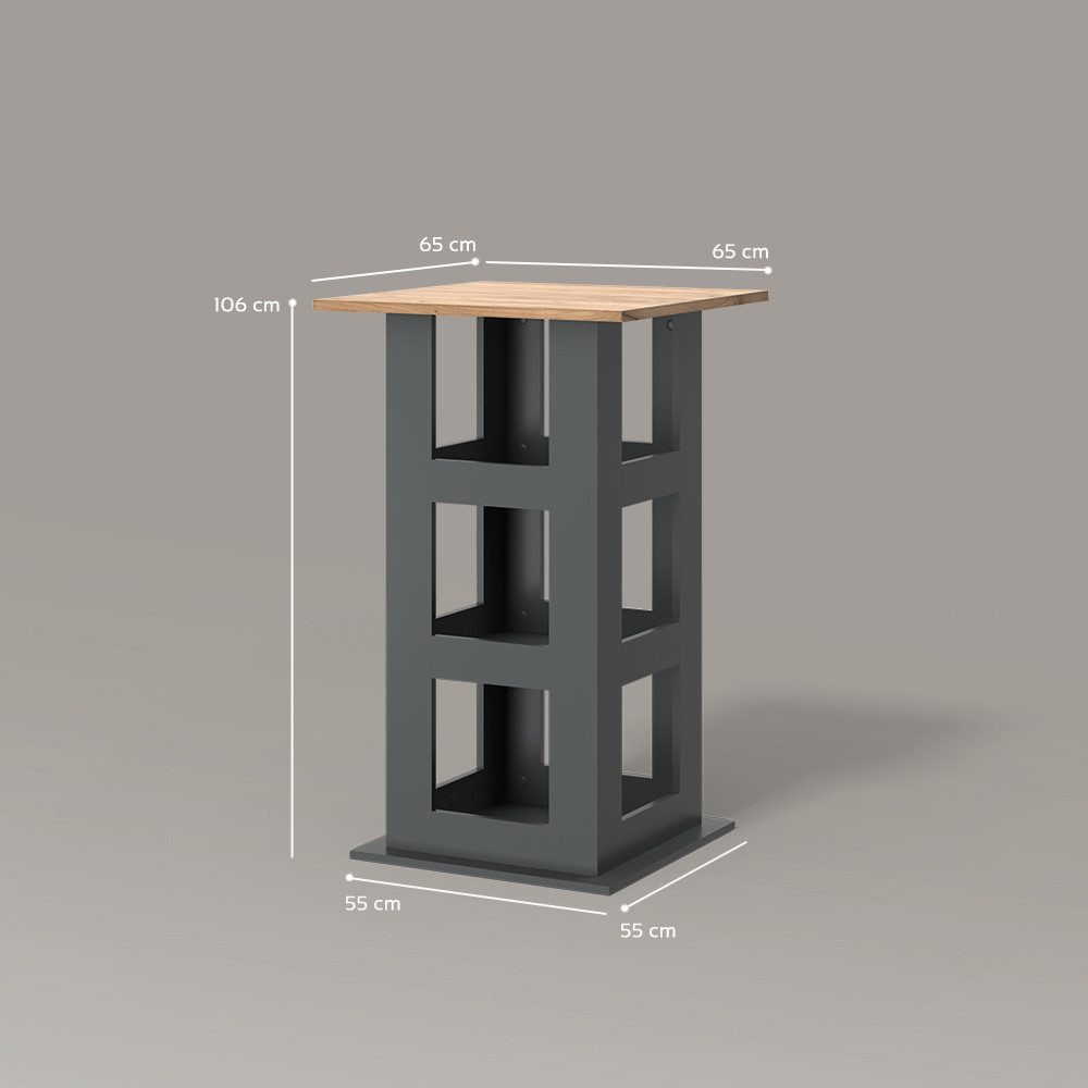 Livinity® Bartisch Regusa, Goldkraft Eiche/Anthrazit/Anthrazit, 65 x 65 cm (1-St)