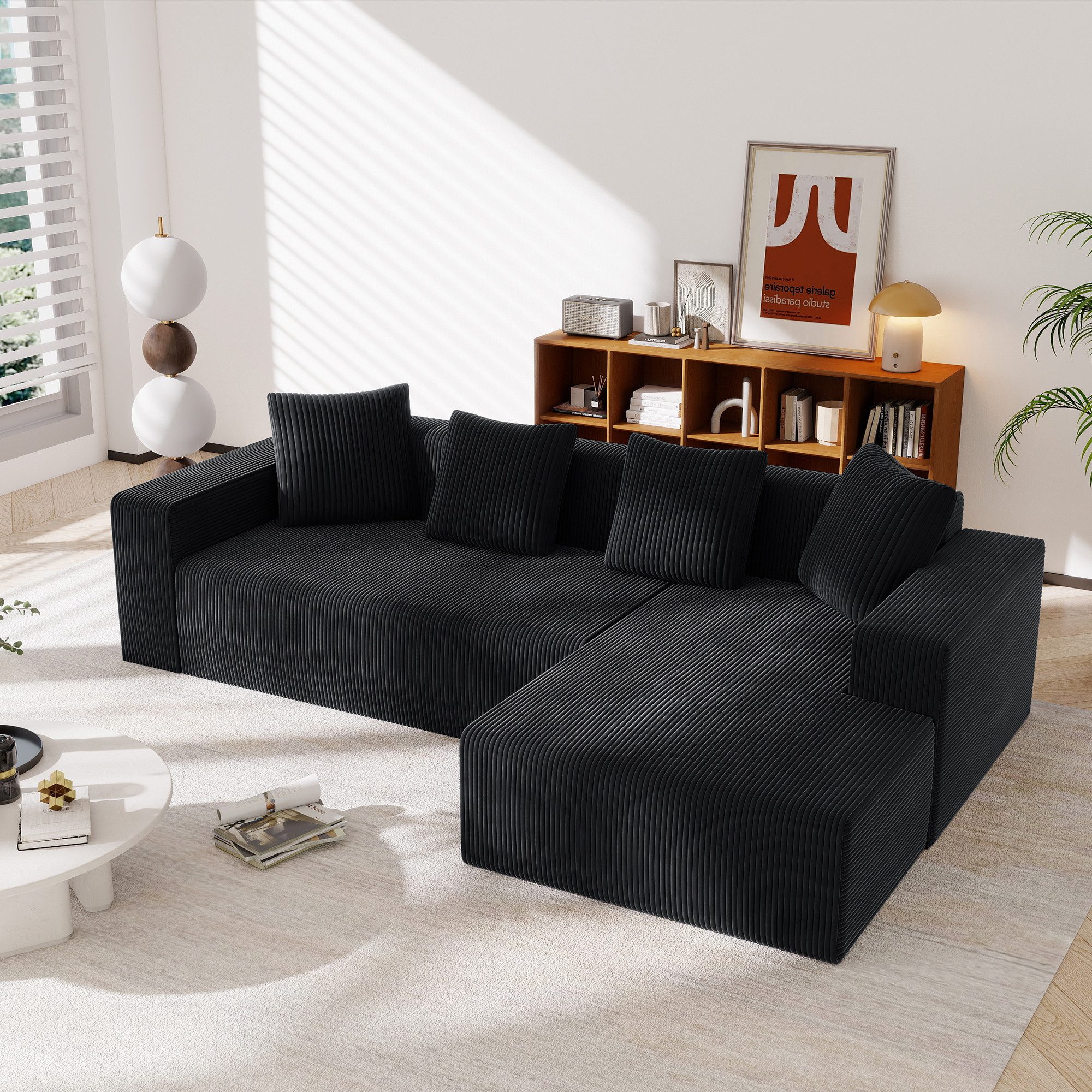 OKWISH Sofa Kombinationssofa,Ecksofa,Loungesofa, Modulares Cloud-Kombinationssofa mit L-Liegestühlen, Memory-Schaum, Frei Kombinierbar für Wohnzimmer & Schlafzimmer., mit Relaxfunktion