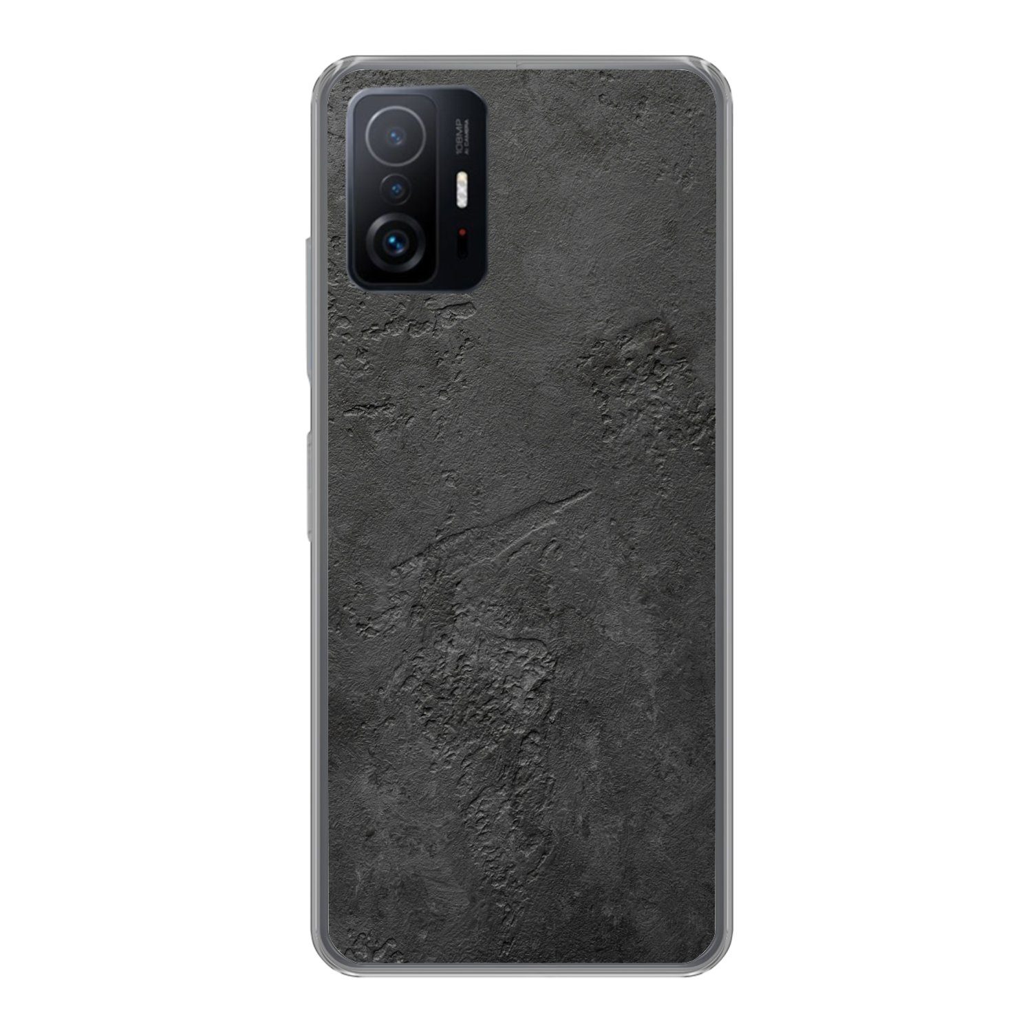 MuchoWow Handyhülle für Xiaomi 11 Lite 5G NE Beton - Strukturiert - Industriell - Schwarz, Phone Case, Silikon, Schutzhülle Dünn