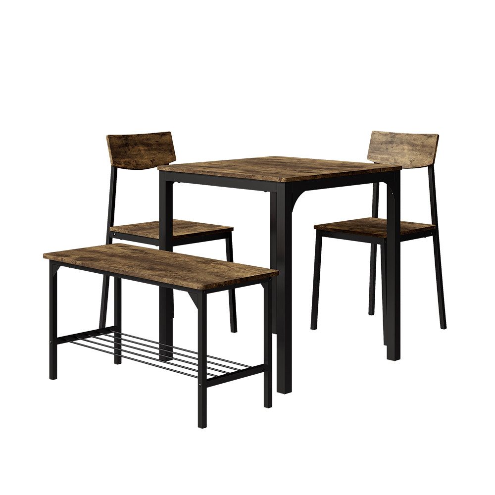 Essgruppe Fyrk, Schwarz/Eiche rustikal, 70 x 70 cm 4 Teile