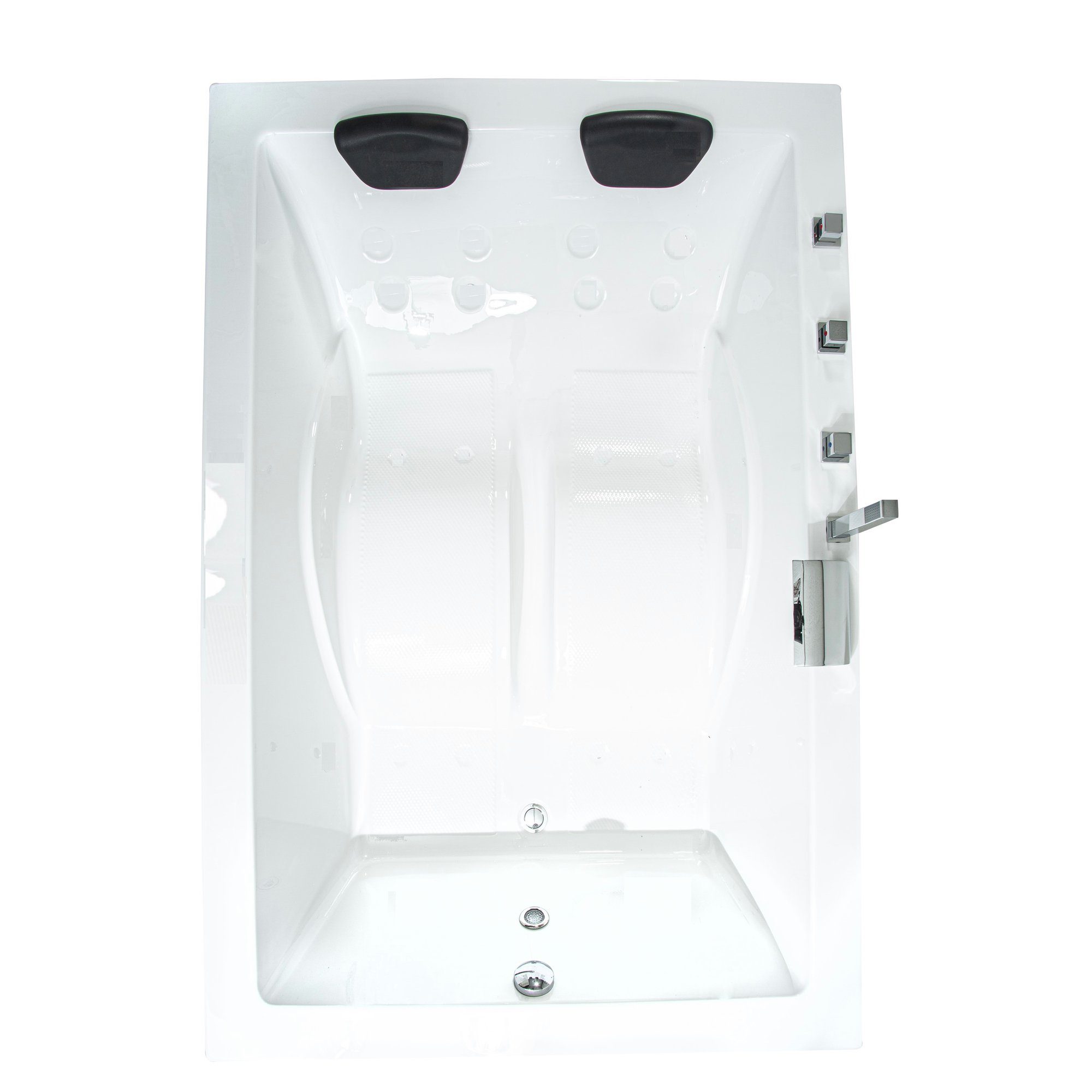 Basera® Badewanne Badewanne XXL Wave 180 x 130 cm für 2 Personen, (Komplett-Set), mit Wasserfall, LED und Kopfstützen