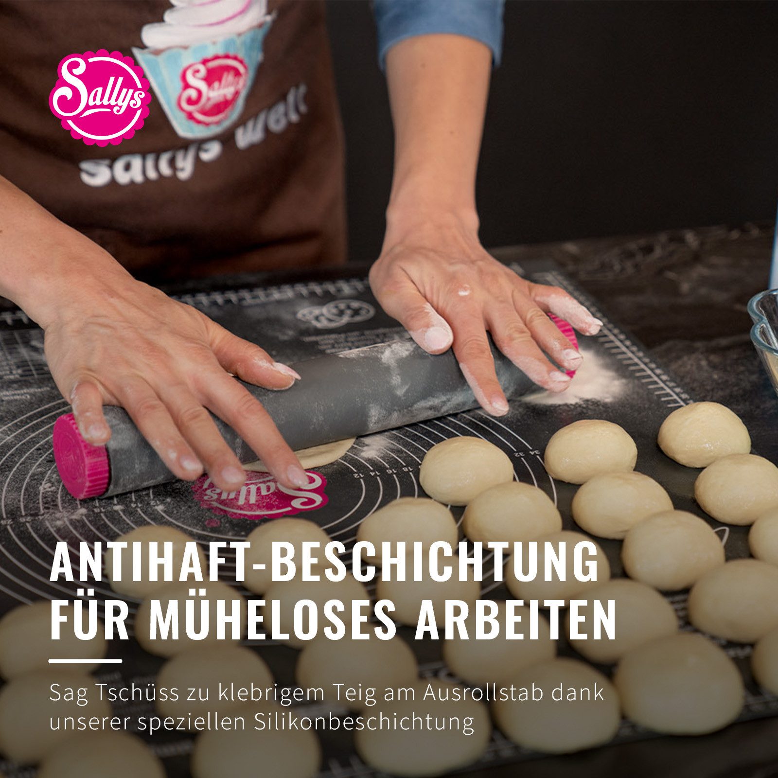 Sallys Teigroller Profi Ausrollstab mit Edelstahlkern- in zwei Größen – Bild 5 von 5