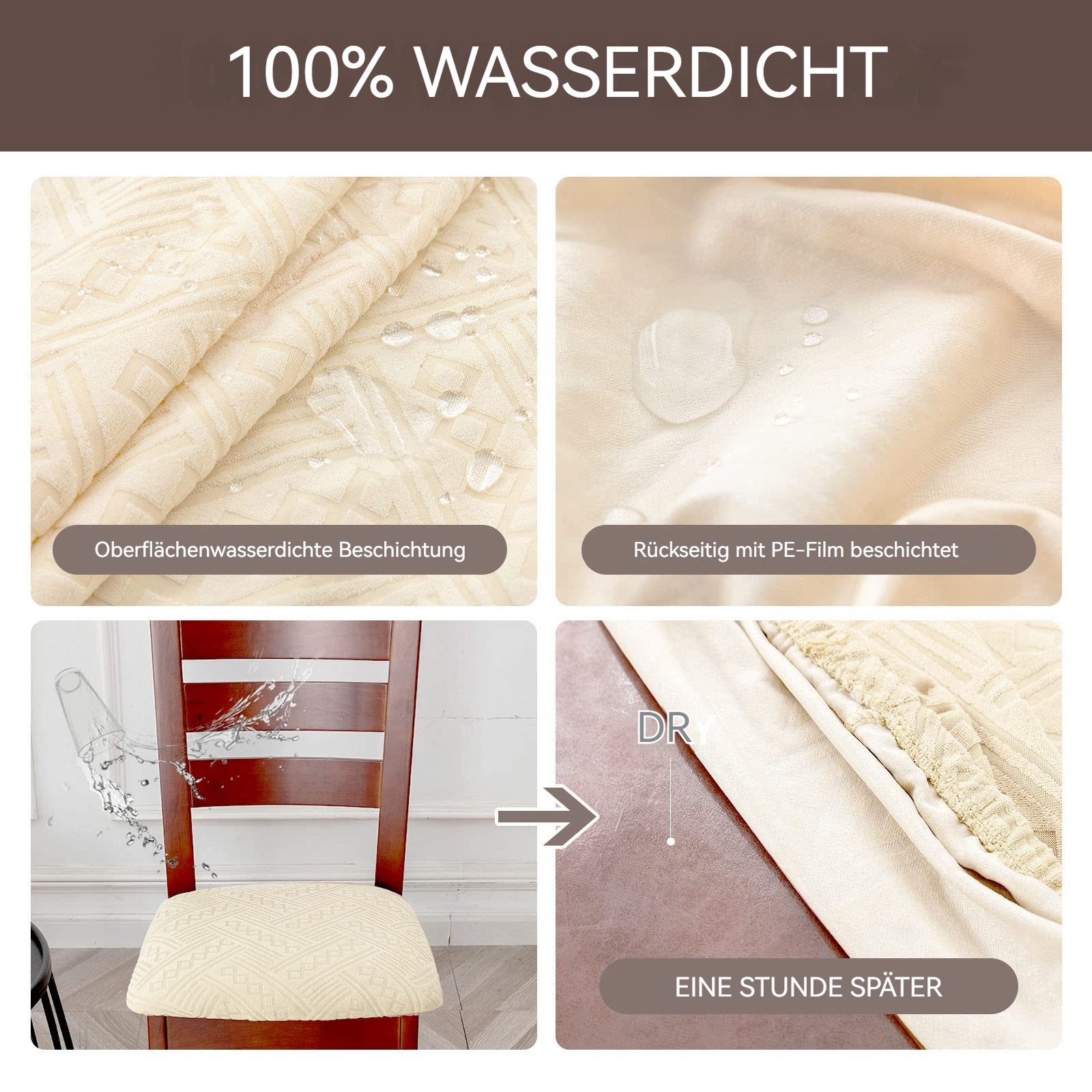 Agger Stuhlhusse Wasserdichte Esszimmerstuhlbezüge, Stretch-Sitzbezüge, für Esszimmerstühle, Schutzhülle für Küche, Hotel