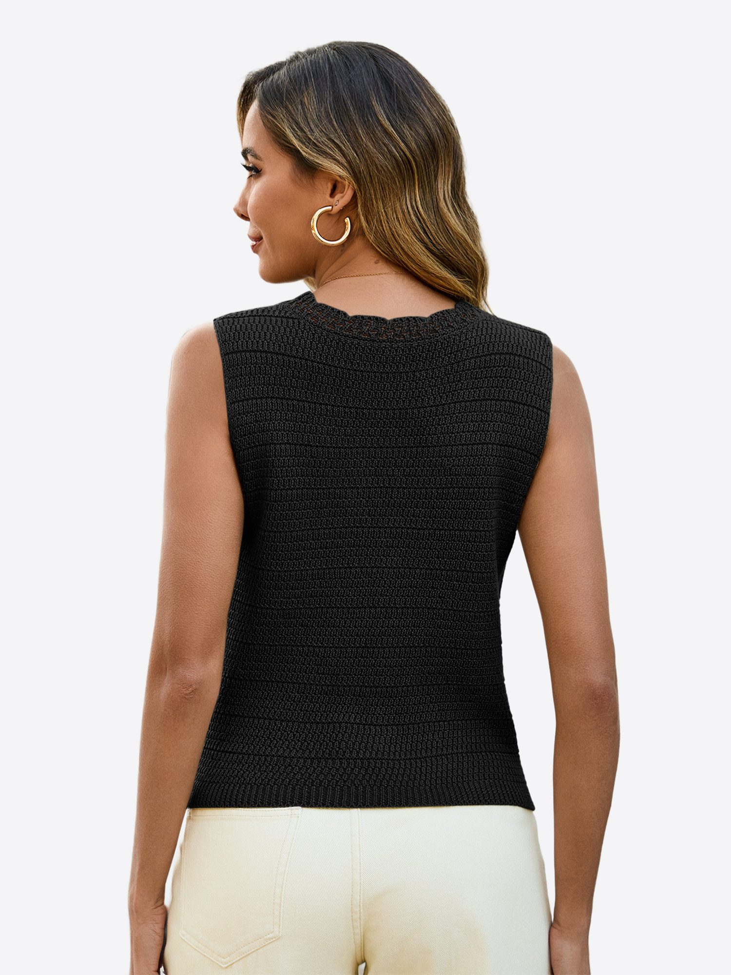 Imily Bela Strickweste Damen V-Ausschnitt Weste mit Knopfleiste (Packung, 1-tlg., 1per-Pack) Häkeln