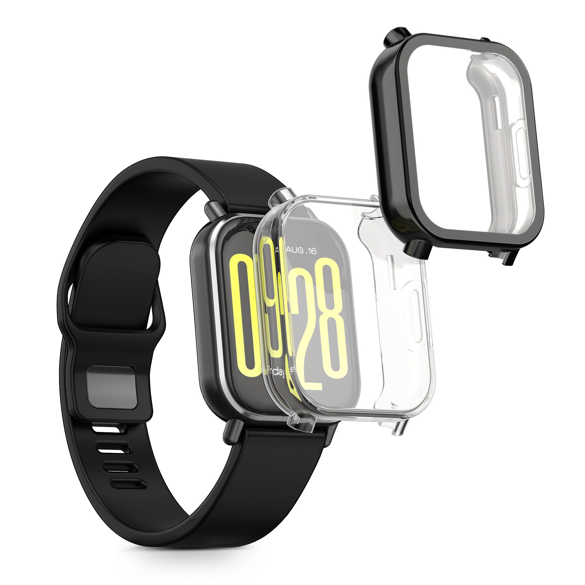 kwmobile Smartwatch-Hülle 2x Silikon Hülle für Xiaomi Redmi Watch 5 Active, Schutzhülle Fullbody Display Cover Set aus Silikon