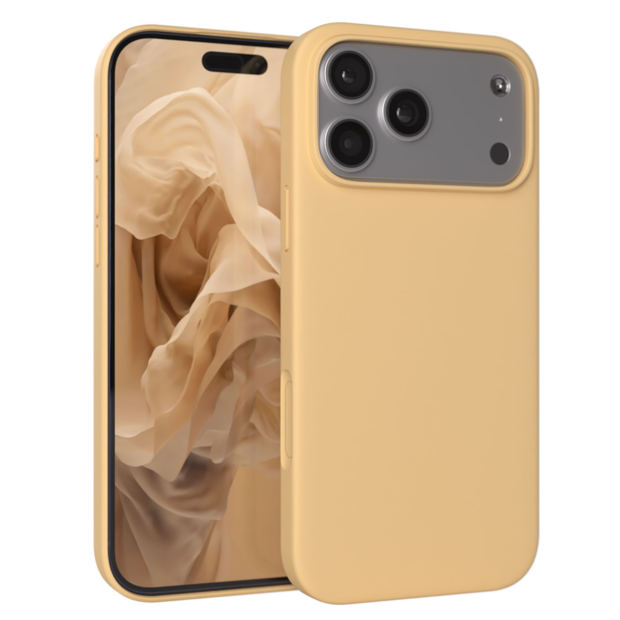EAZY CASE Handyhülle für Apple iPhone 17 Pro Max Hülle Silikon 6,9 Zoll, Slimcover Handy Softcase Silikon Schutzhülle mit Kameraschutz Beige