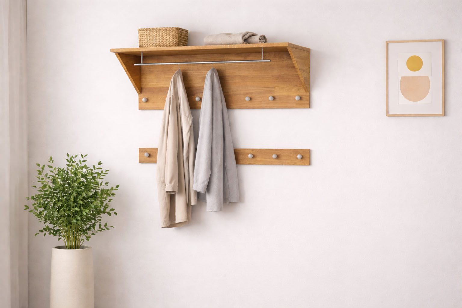 OTTO home Hakenleiste Maximus: 2-teiliges Set, Flurgarderobe, Garderobenleisten, (2 St), 85cm Breit, Teilmassiv, 14Kleiderhaken, 1Kleiderstange, 1Ablagefach