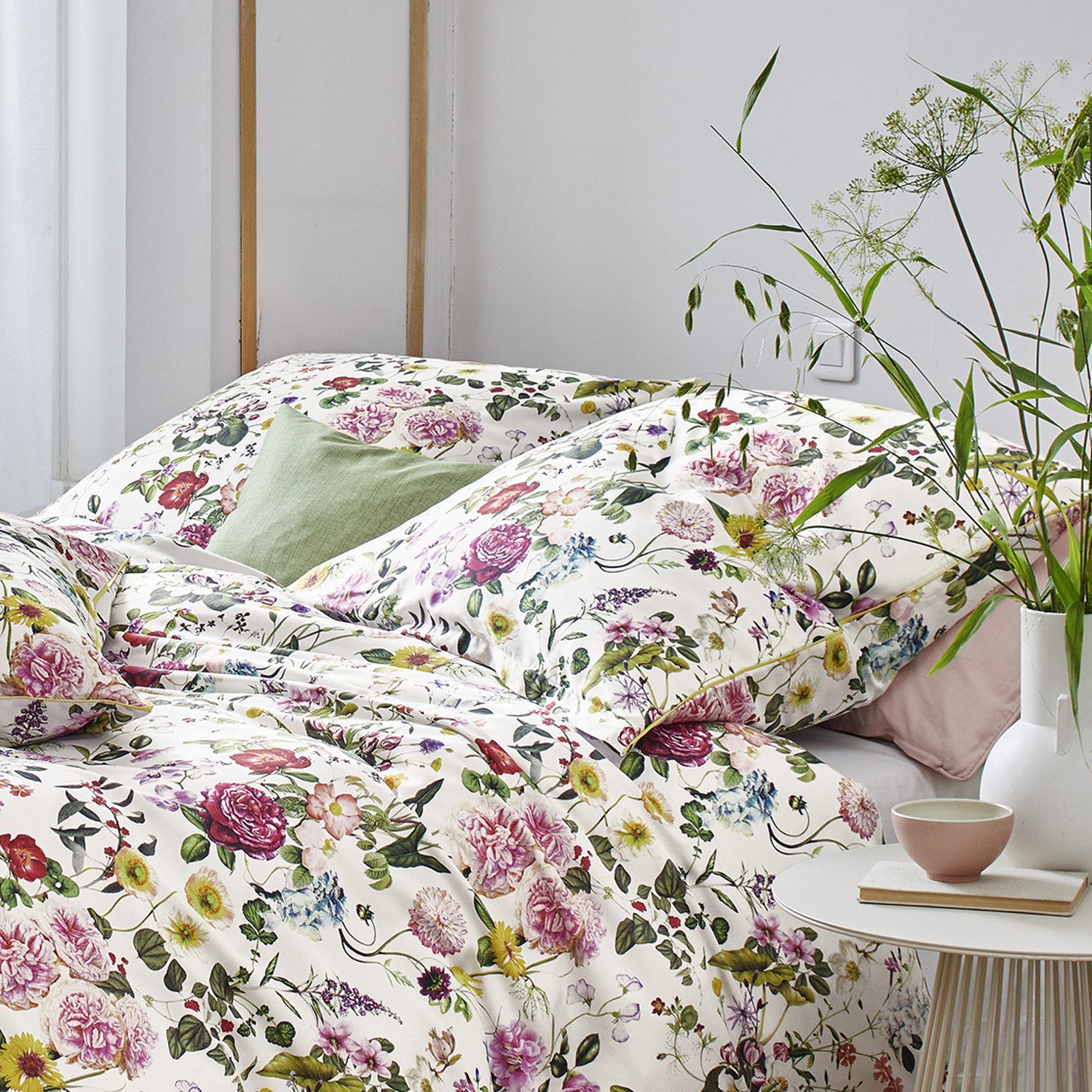 Irisette Bettwäsche Irisette Mako Satin Bettwäsche Wave 8885-10 rosa weiß Blumen 135x200, Mako Satin, 2 teilig, Verdeckter Qualitäts-Reißverschluss
