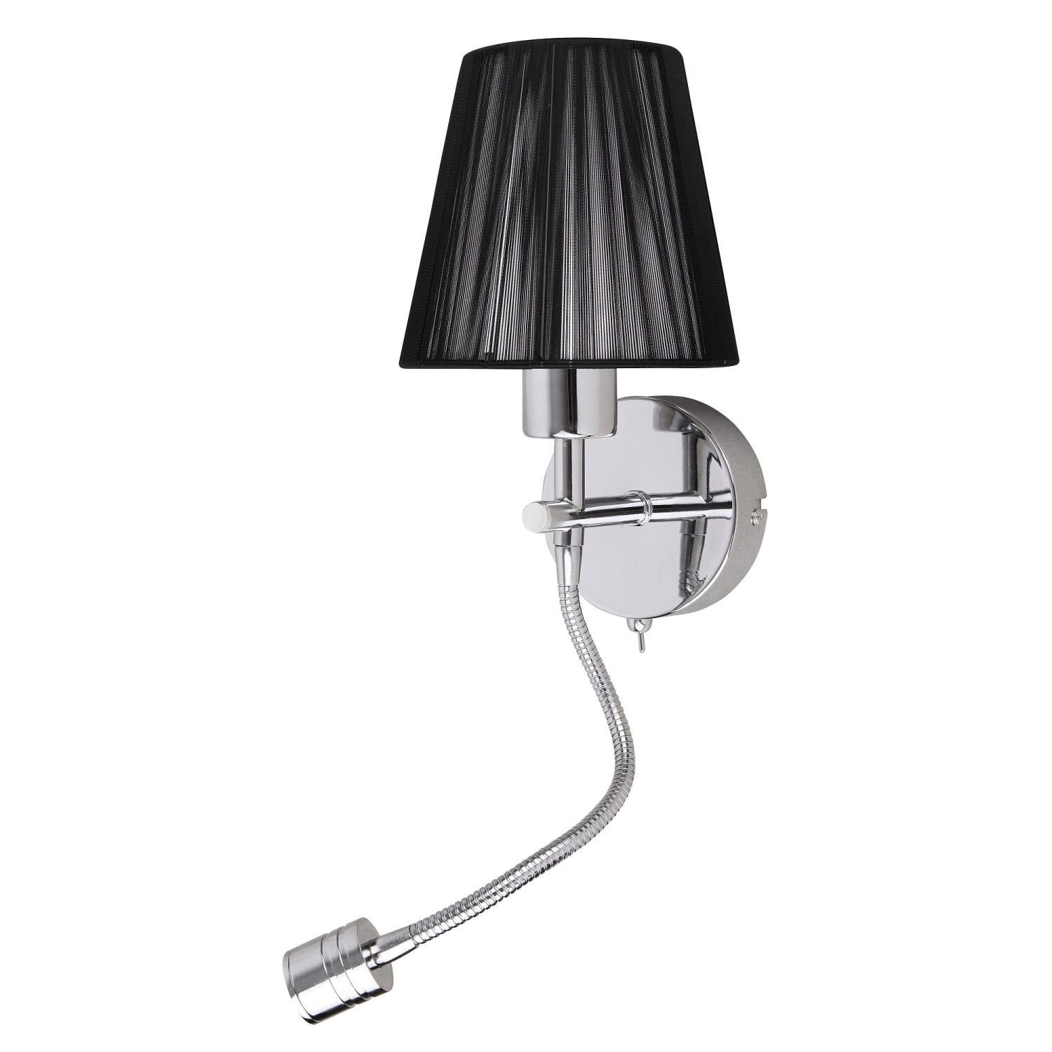 Licht-Erlebnisse Wandleuchte FERGIE, ohne Leuchtmittel, Warmweiß, Wandlampe Schwarz Chrom E14 3000 K 100 lm Modern Beleuchtung zum Lesen | Wandleuchten