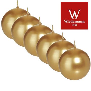 Wiedemann Kerzen Kugelkerze 6er Set Kugelkerzen, Ø 7 cm, Gold lackiert (1-tlg), RAL Qualität: Rauch- und Rußarmes Abbrennen