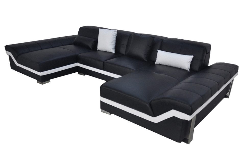 JVmoebel Wohnlandschaft Elegante Ledercouch U-Form mit USB-Anschlüssen und modernem Design, Made in Europa
