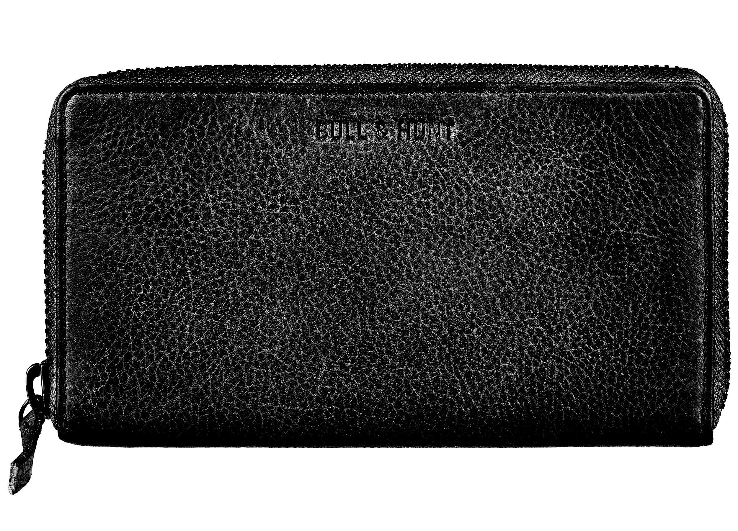 Bull & Hunt Geldbörse large zip wallet black distressed