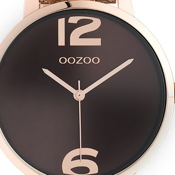 OOZOO Quarzuhr Oozoo Unisex Armbanduhr roségold Analog, Damen, Herrenuhr rund, (ca. 38mm) Edelstahlarmband, Elegant-Style