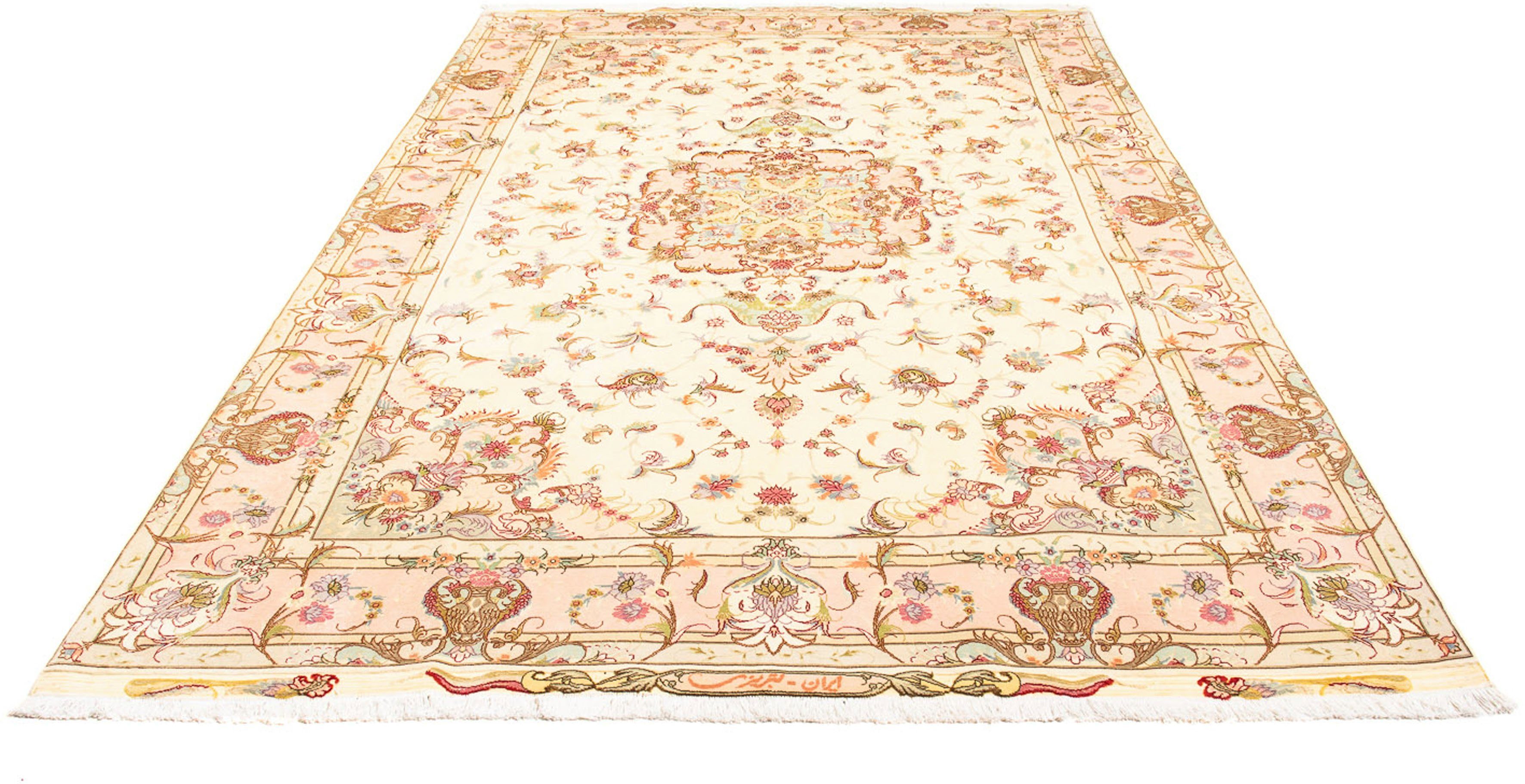 Orientteppich Perser - Täbriz - Royal - 288 x 198 cm - beige, morgenland, rechteckig, Höhe: 7 mm, Wohnzimmer, Handgeknüpft, Einzelstück mit Zertifikat