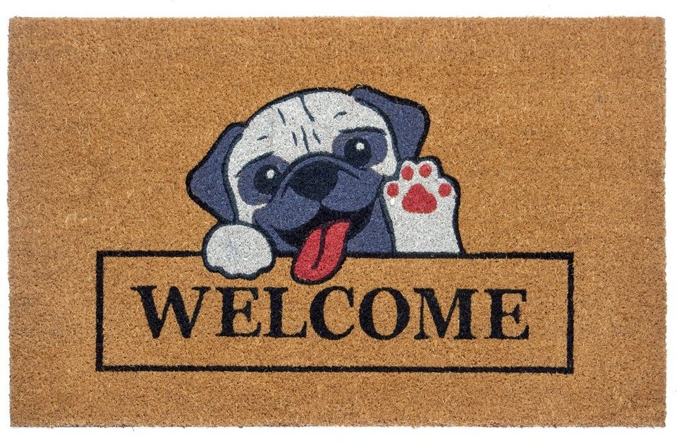 Fußmatte Welcome & Dog, HANSE Home, rechteckig, Höhe: 15 mm, Kokos,  Schmutzfangmatte, Outdoor, Rutschfest, Innen, Kokosmatte, Flur