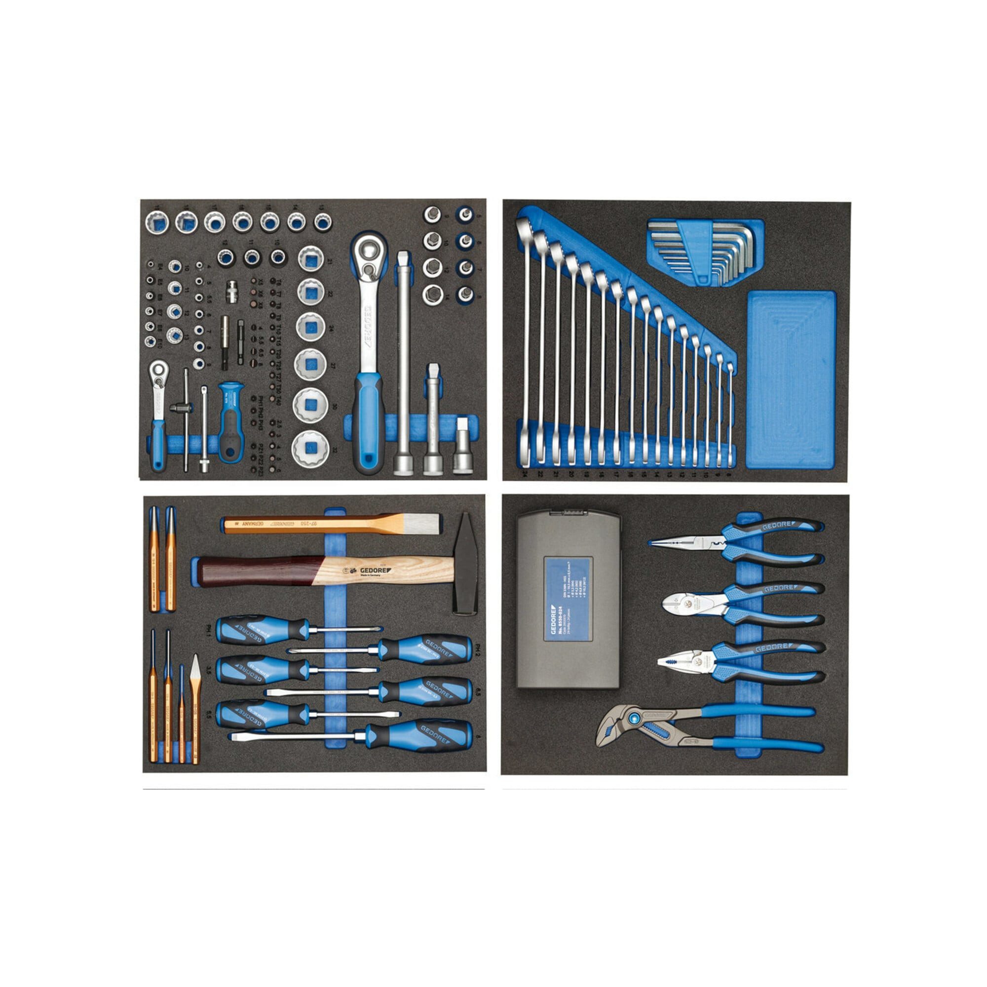Gedore Crimpzange Gedore TS-147 Werkzeugsortiment in Check-Tool-Modulen, 147-teilig