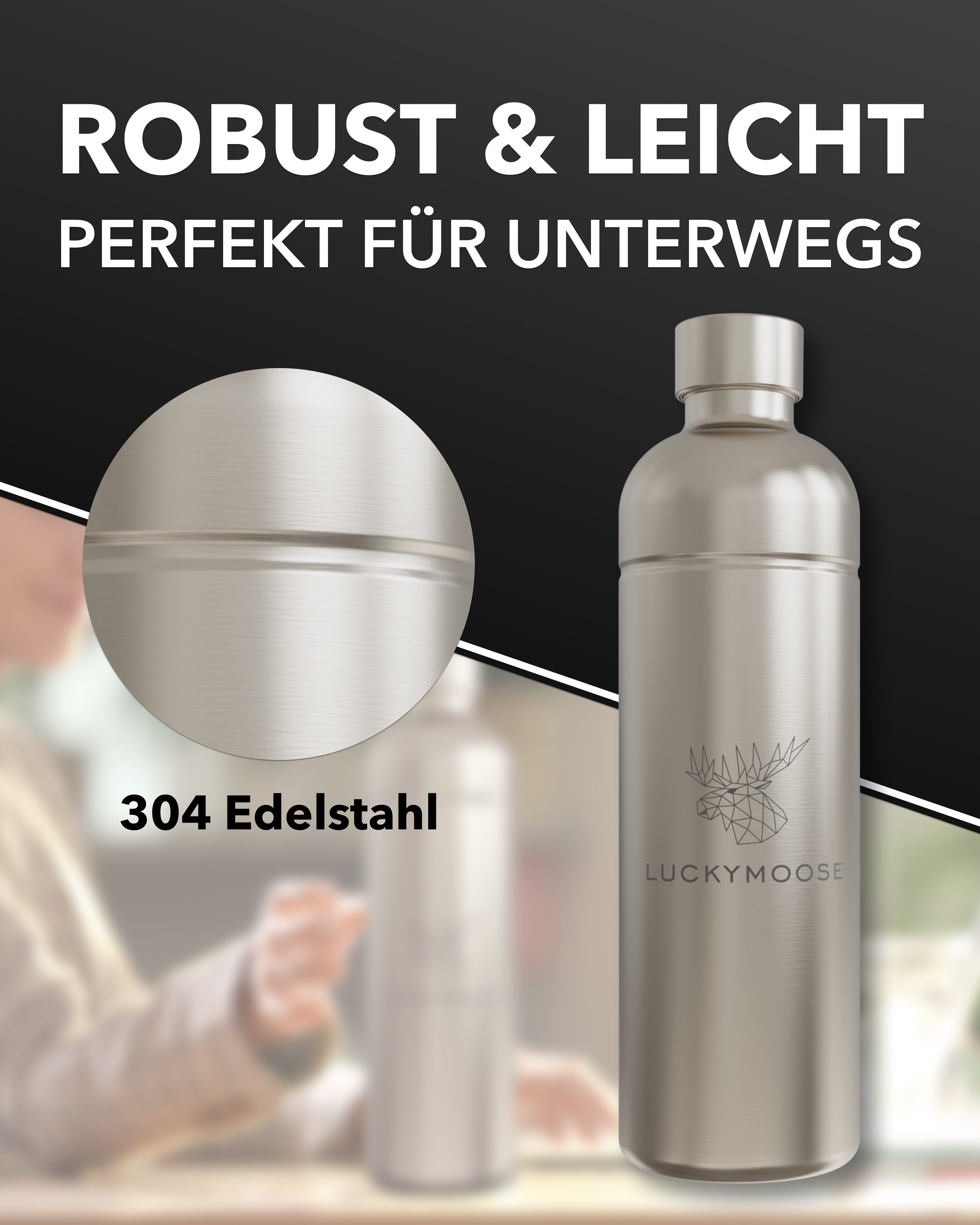 Luckymoose Wassersprudler Flasche Infinity, (für Aarke Carbonator 3, Phlips GoZero & Brita SodaOne), Spülmaschinenfest & ohne Ablaufdatum