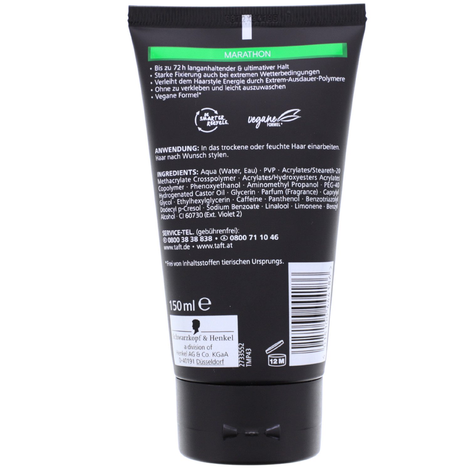 Taft Styling-Creme Schwarzkopf taft Styling Power Gel Marathon Hohe Ausdauer Halt 6 150ml