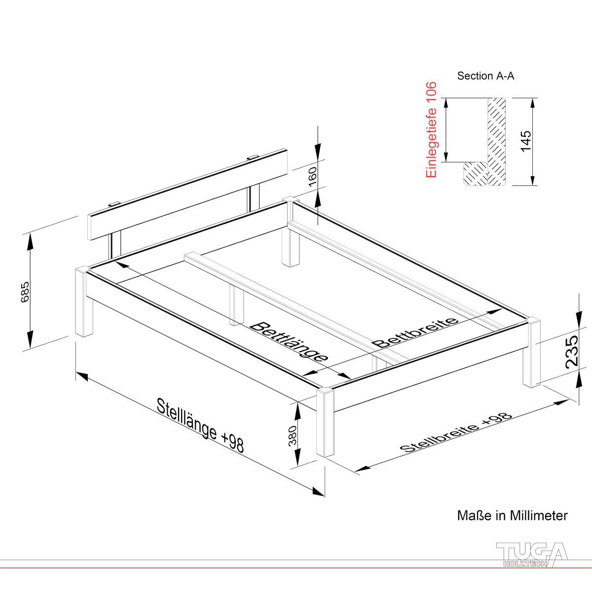 TUGA-Holztech Massivholzbett Pfostenbett Massivholzbett (Fichte) "Daybett" günstig online kaufen