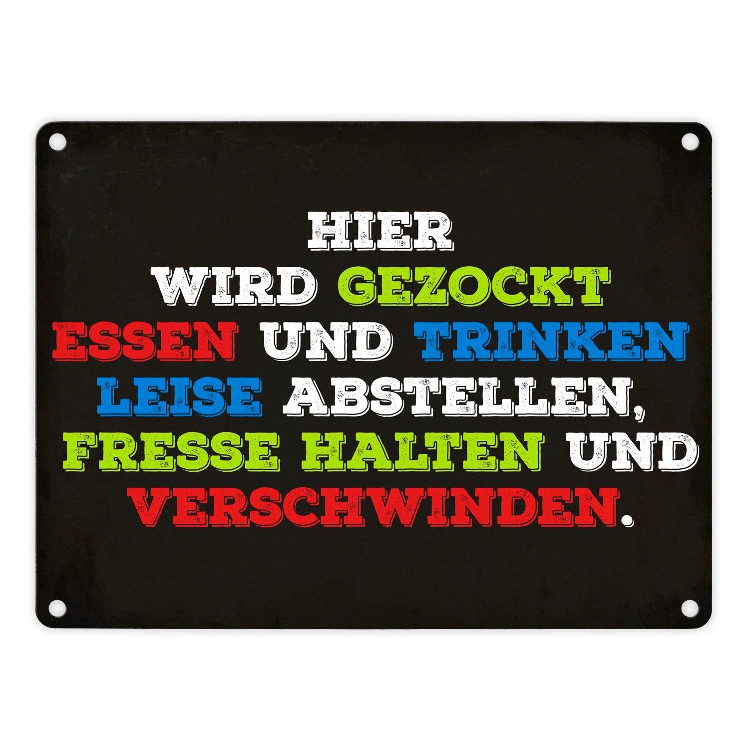 Metallschild Metallschild mit Spruch: Hier wird gezockt... Blechschild Schild