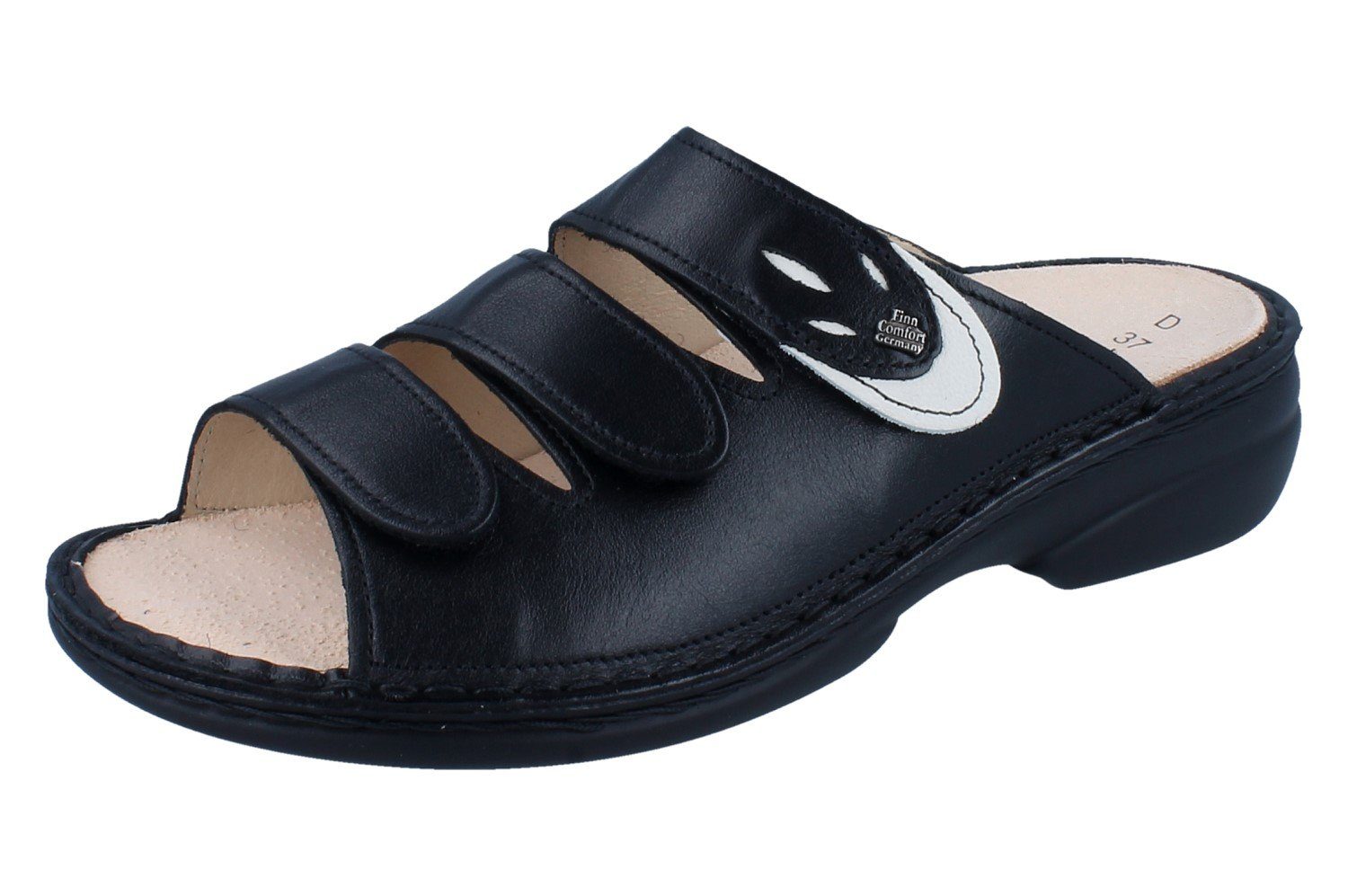 Finn Comfort FINN COMFORT Kos Damen Pantolette schwarz Glattleder - Größe: 43 Pantolette Wechselfußbett