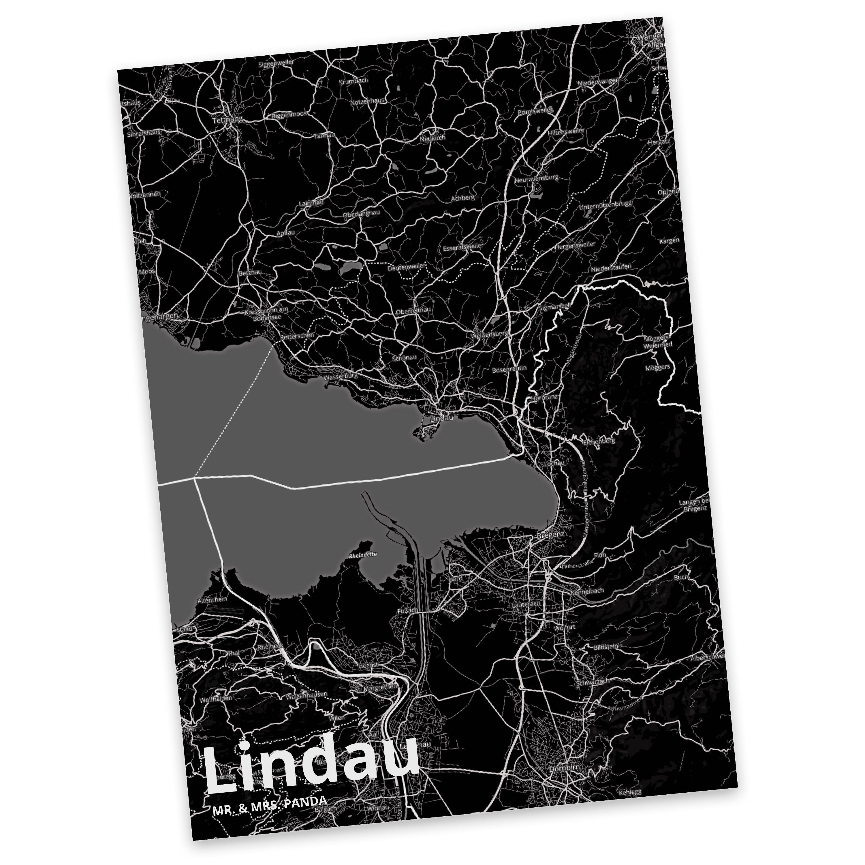 Mr. & Mrs. Panda Postkarte Lindau - Geschenk, Ansichtskarte, Dorf, Karte, Städte, Geschenkkarte