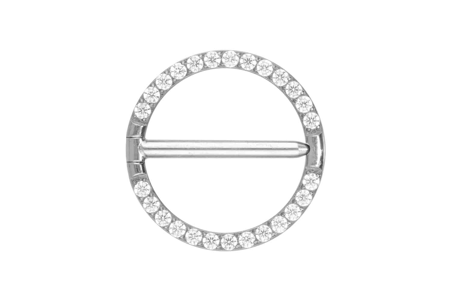 PIERCINGLINE Brustwarzenpiercing Titan Nippelpiercing Clicker RING + EINGEFASSTE KRISTALLE (Clicker, 1-tlg), Brust-, Nippel-Piercing, Titan