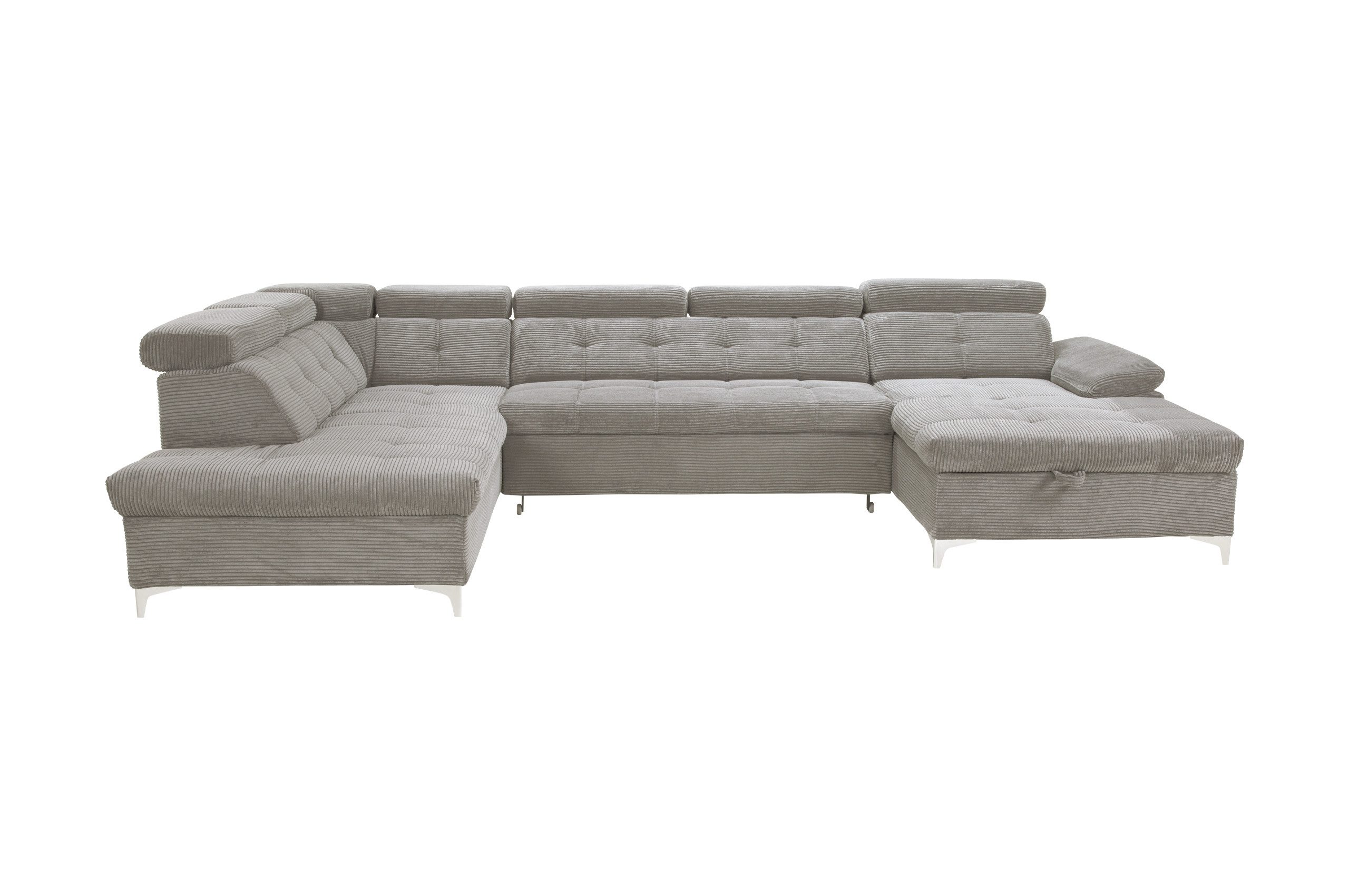 GO. MÖBEL Wohnlandschaft U-Form "Satira 1" Sofa mit Schlaffunktion & verstellbaren Kopfstützen, Modernes U-Ecksofa – Komfortable Liegefläche & Armlehnen