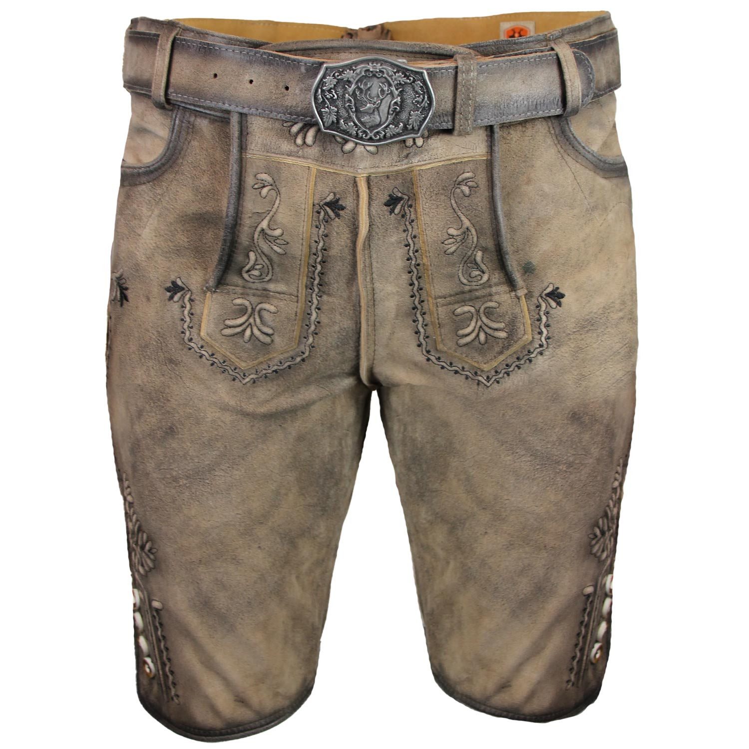 Maddox Trachtenlederhose MADDOX Kurze Herren Lederhose 'Hopfensee' mit Gürt günstig online kaufen