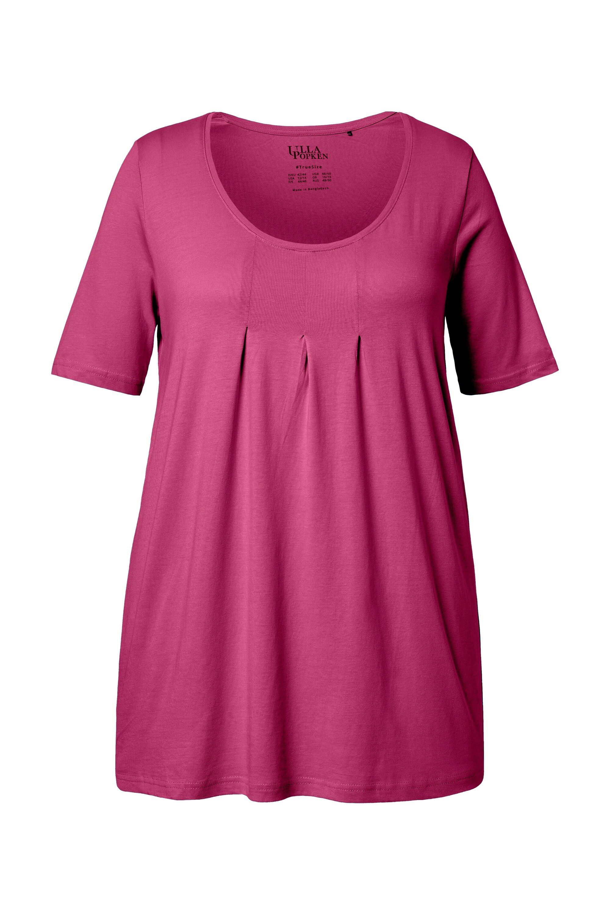 Ulla Popken T-Shirt T-Shirt Zierfalten A-Linie Rundhals Halbarm Modal günstig online kaufen