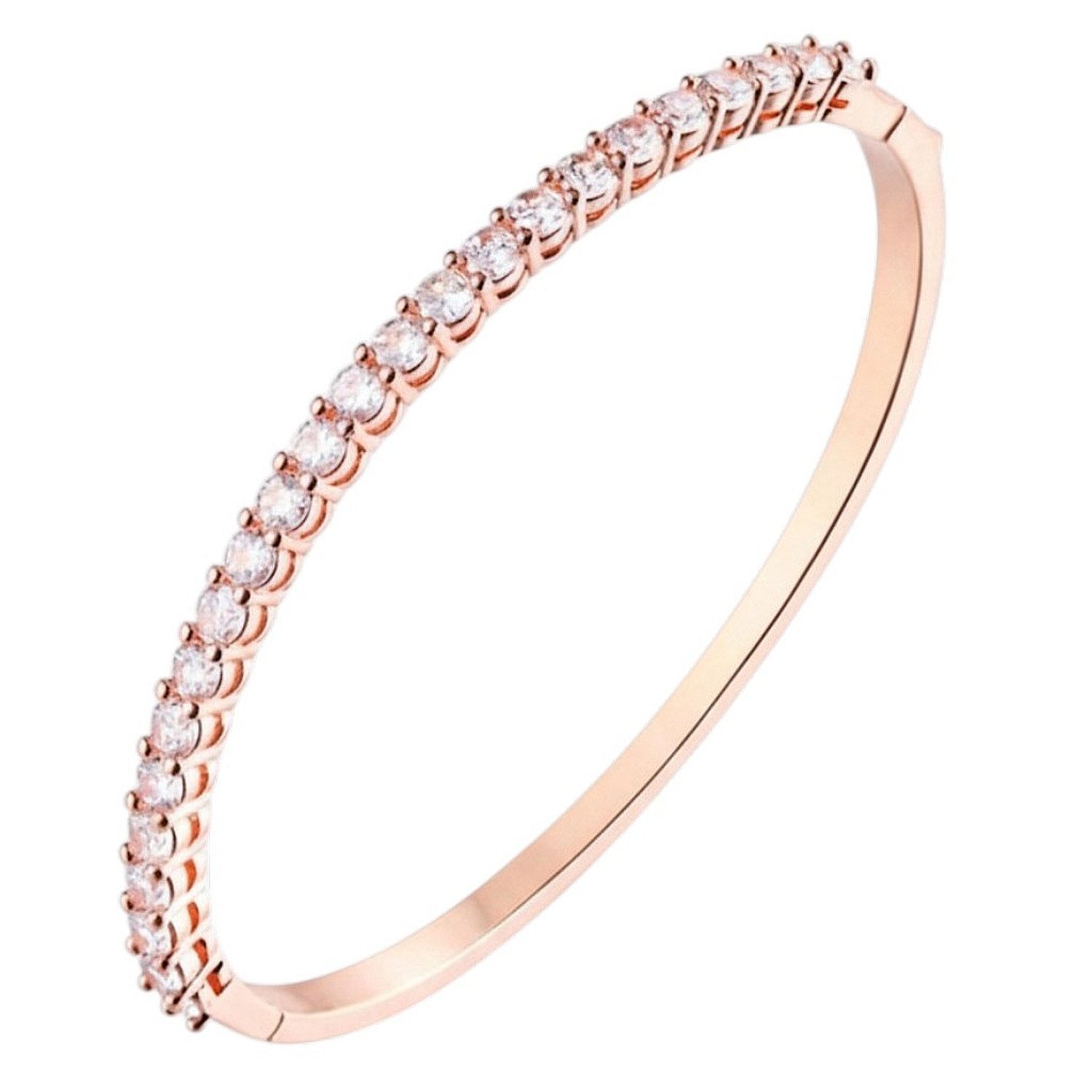 KARMA Armreif Damen Zirkone Roségold, Silber oder Gold 6 cm (Damenarmreif hypoallergen, 1-tlg., elegante Geschenkidee Damenschmuck), modernes Design vergoldet modern