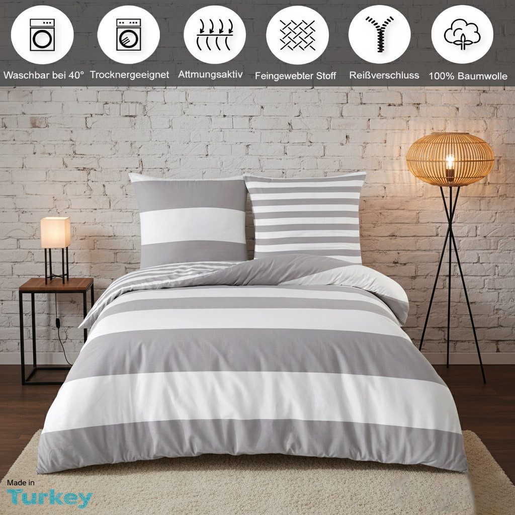 Buymax Bettwäsche Aspara Bettbezug Set 100% Baumwolle, Renforcé, 3 teilig, günstig online kaufen