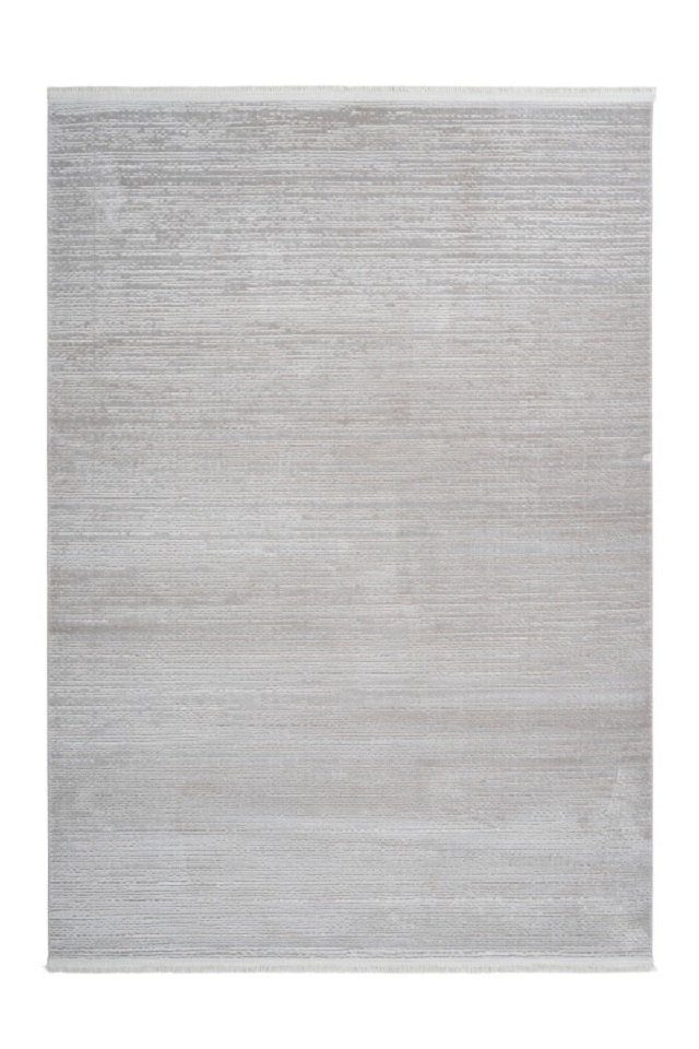 Teppich Teppich modern Design, silberfarben grau, Pierre Cardin, rechteckig, Höhe: 9 mm, grafisch, 3D Effekt, mit Fransen, für Wohnzimmer, Esszimmer, Schlafzimmer, Garderobe & Flur, Gästezimmer, Arbeitszimmer