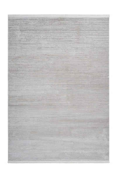 Teppich Teppich modern Design, silberfarben grau, Pierre Cardin, rechteckig, Höhe: 9 mm, grafisch, 3D Effekt, mit Fransen, für Wohnzimmer, Esszimmer, Schlafzimmer, Garderobe & Flur, Gästezimmer, Arbeitszimmer