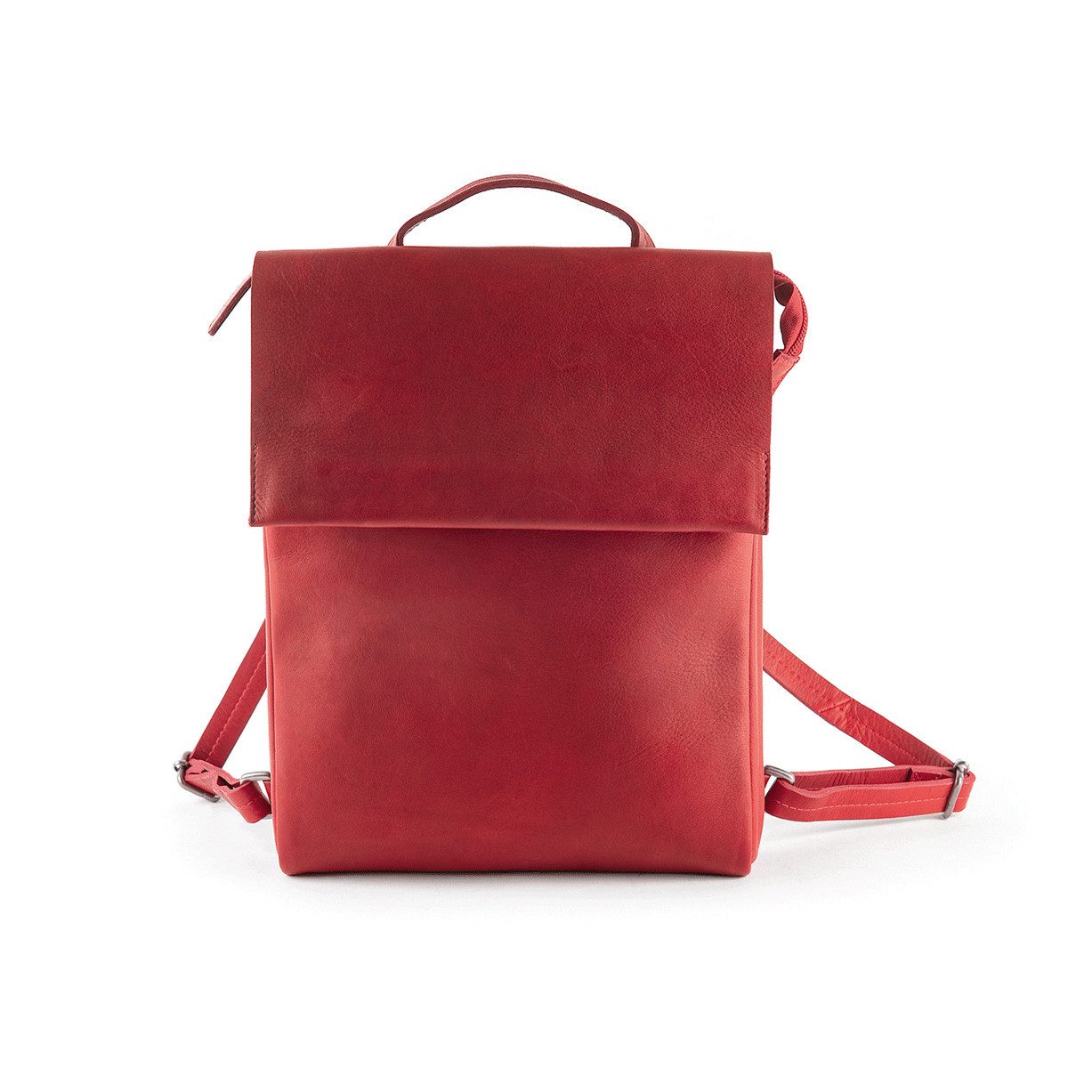 Harold's Freizeitrucksack Lederrucksack. rot.