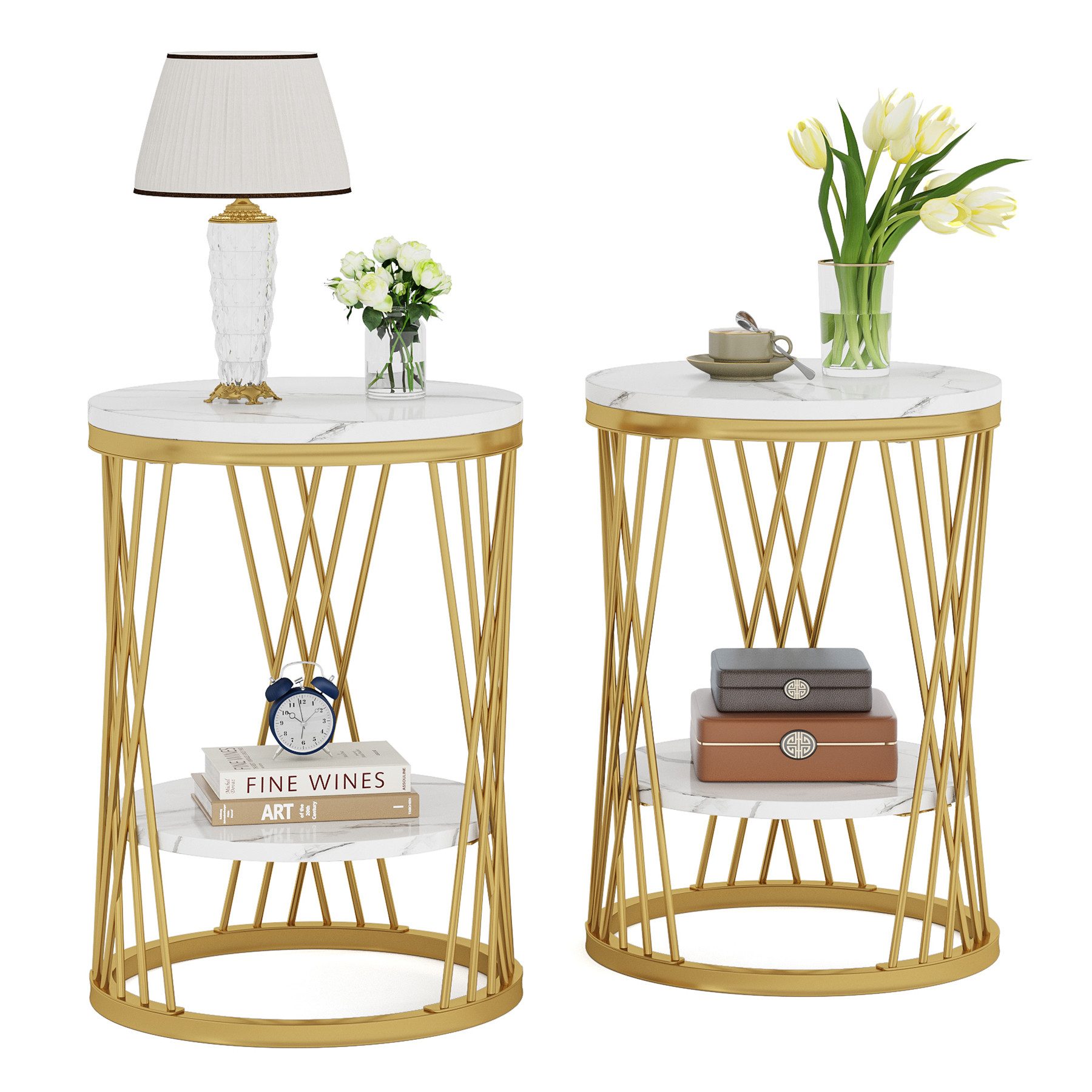 Tribesigns Beistelltisch Runder Beistelltisch, Ø45 cm x 60 cm Couchtisch mi günstig online kaufen