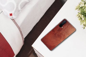 MuchoWow Handyhülle Leder - Lederoptik - Braun - Hell, Phone Case, Handyhülle OnePlus Nord CE 5G, Silikon, Schutzhülle