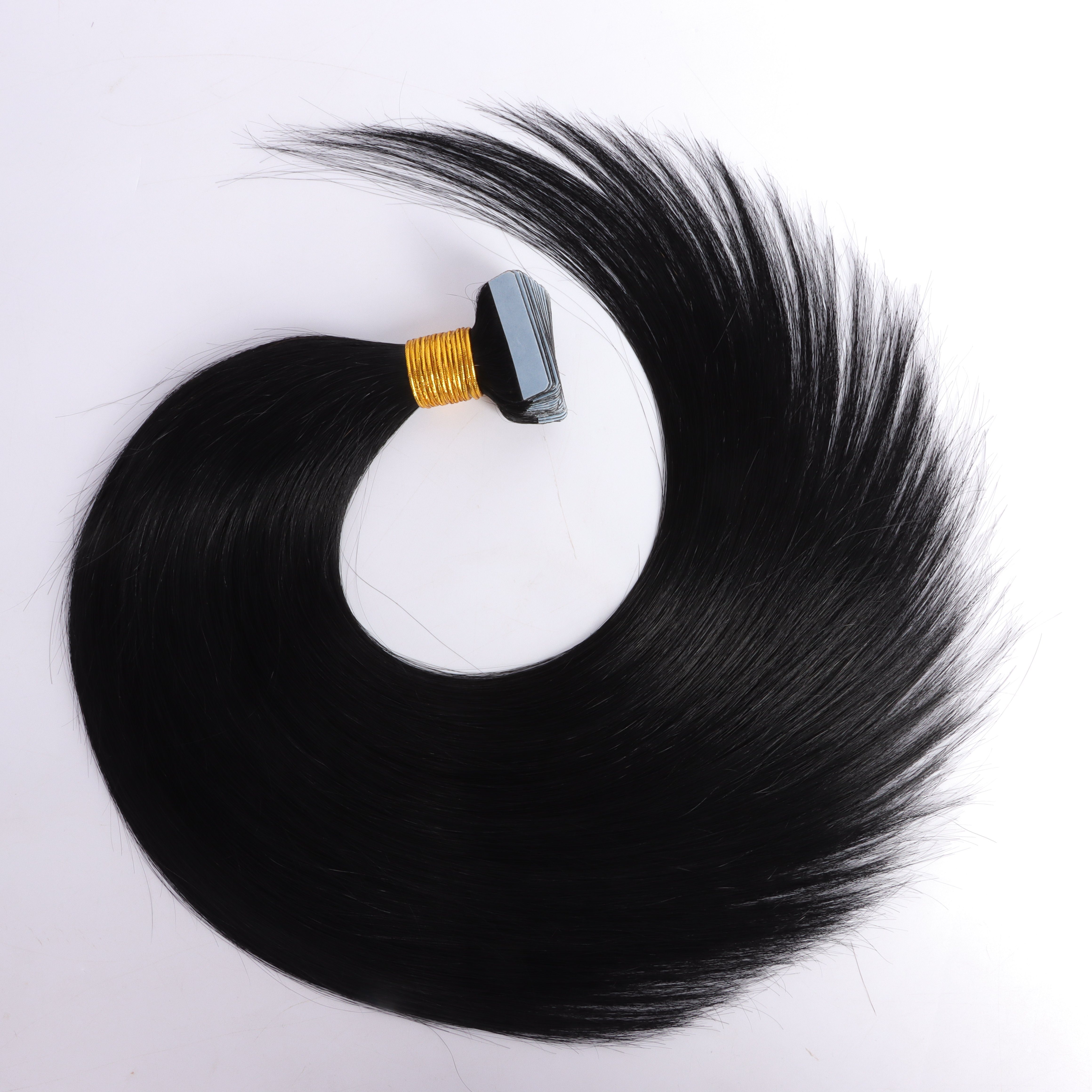 YC Fashion & Style Echthaar-Extension Echthaar Tape On-Extension Skin-Wefts Remy Double Drawn Hair 25 gr, 100 % Menschenhaar #1jet black-50 cm