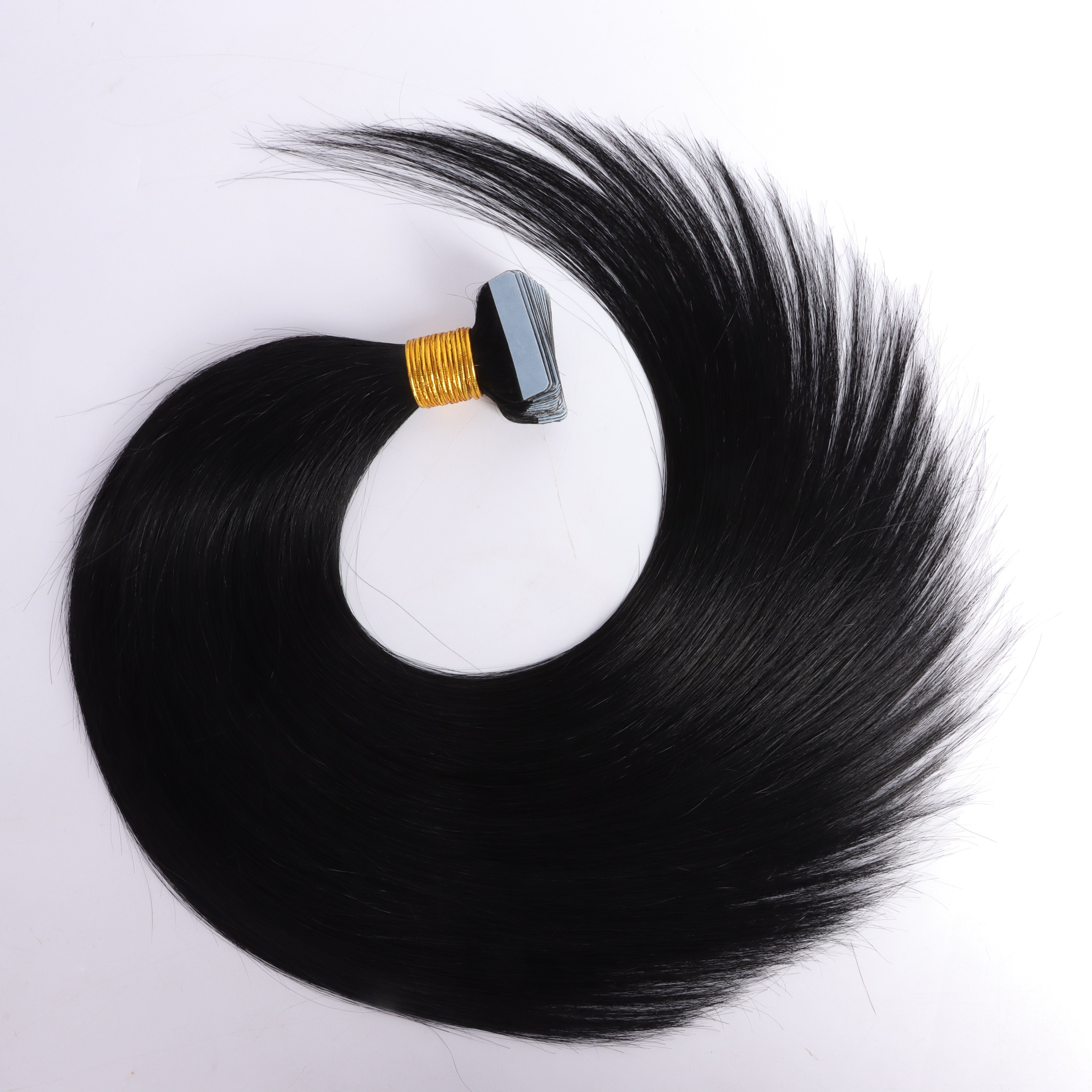 YC Fashion & Style Double 100 cm 25 Tape Remy Hair Drawn black-50 Echthaar % Menschenhaar #1jet On-Extension Skin-Wefts Echthaar-Extension gr