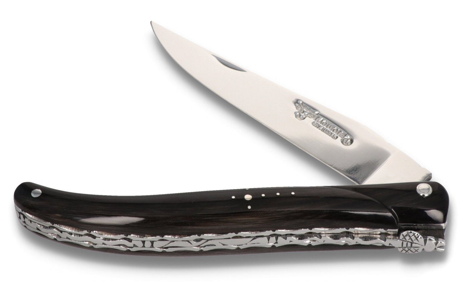 Laguiole en Aubrac Taschenmesser L0912BUIF, Griff 12cm Büffelhorn - Doppelplatine - Stahl glänzend