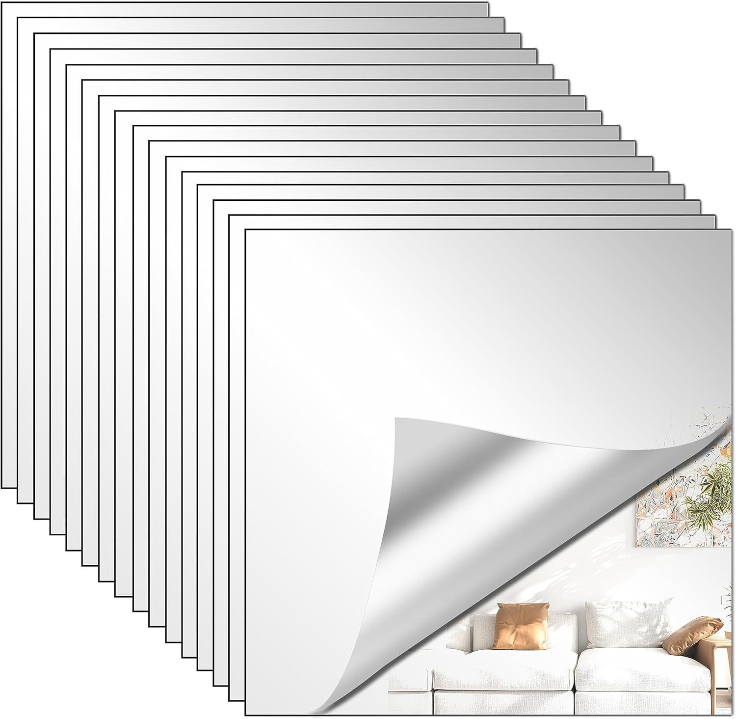 wohnTRAUM24 Wandtattoo Acryl Spiegelfliesen Selbstklebend 15x15 cm,40 Pcs Spiegel zum Kleben (40 St), Wandaufkleber für Haus Badezimmer Dekor