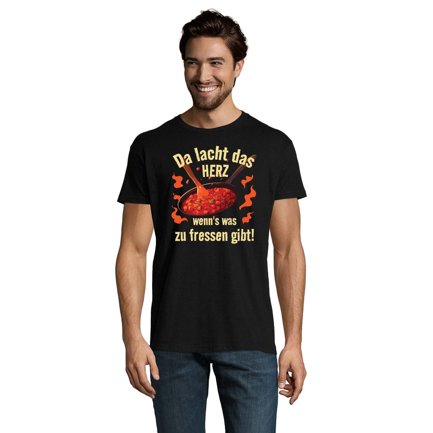 Blondie & Brownie T-Shirt Fressen Herren Shirt mit Koch Print für Foodies und Genießer im Alltag (Einzelstück, Einzelartikel) Fressen Herren Tee Pfannenfreude