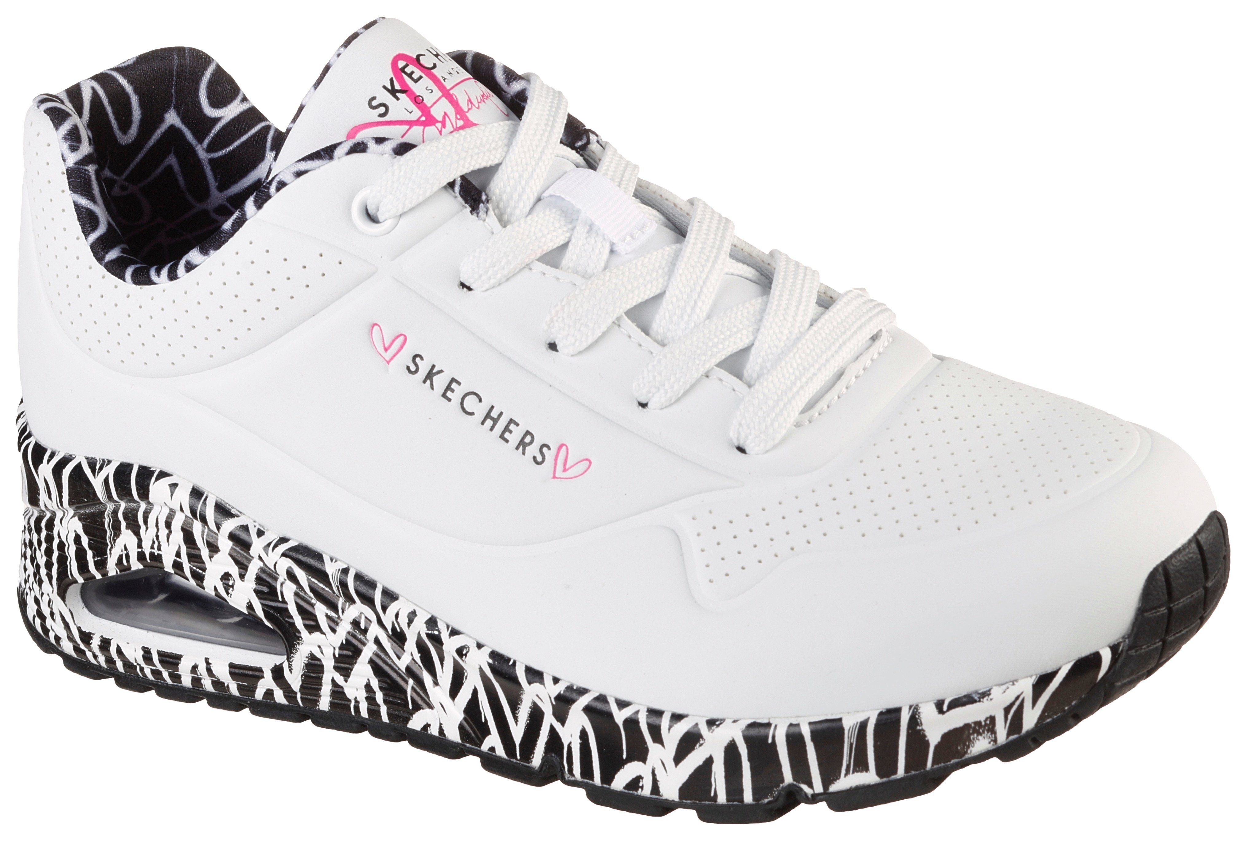 Weiß UNO Sneaker LOVE LOVING Skechers Schwarz mit Luftkammersohle