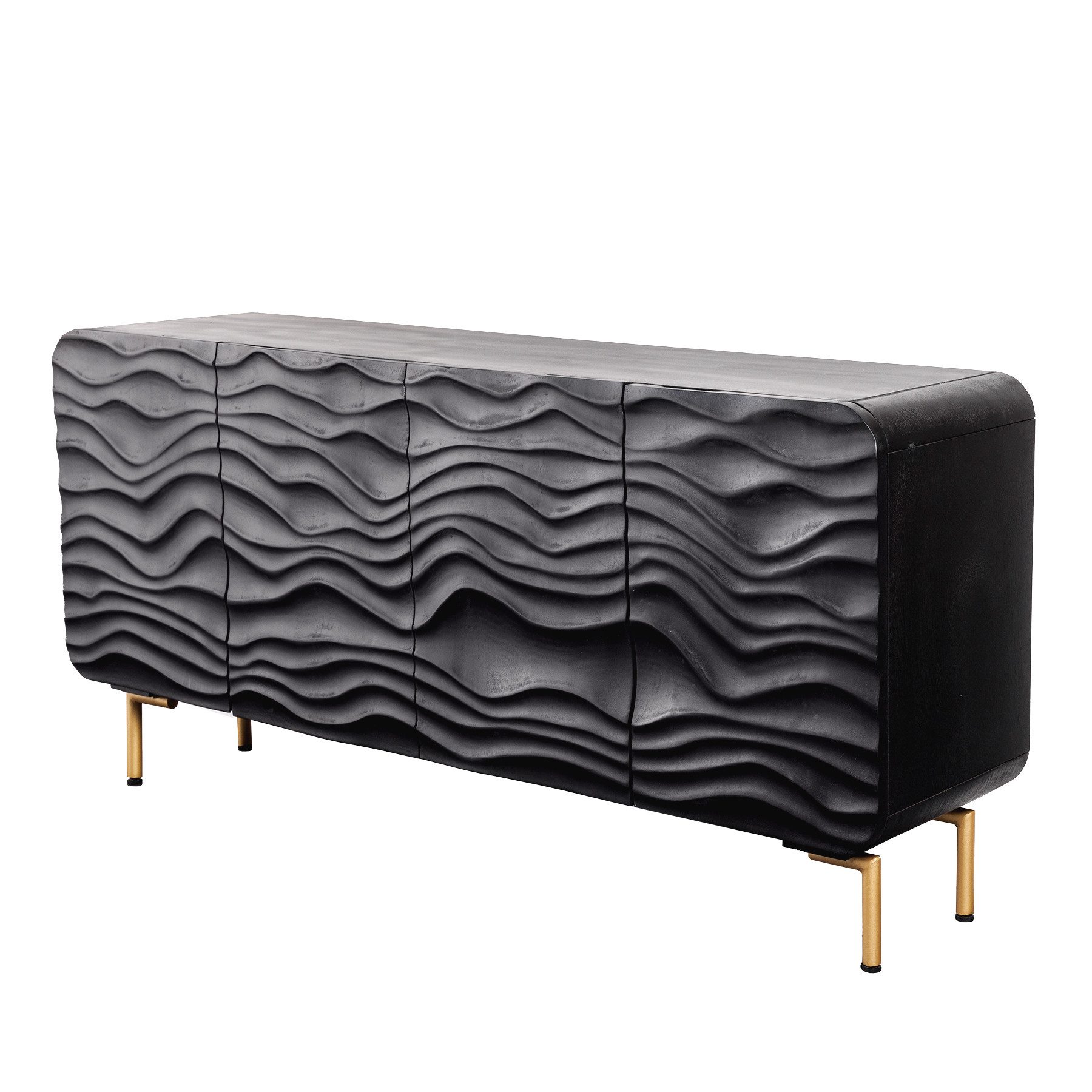 riess-ambiente Sideboard WAVE 160cm schwarz / günstig online kaufen