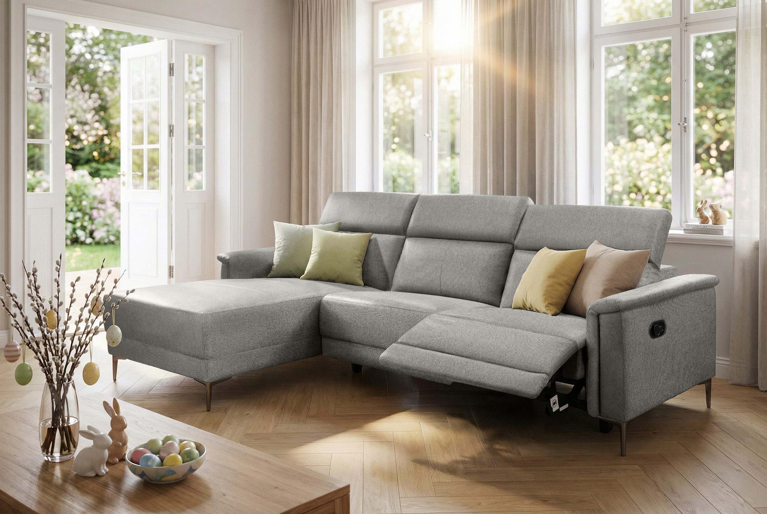 OTTO home Ecksofa LUND, L-Form, 261cm, man. o. elektr. Relaxfunktion (mit USB-A), und Kopfteilverstellung