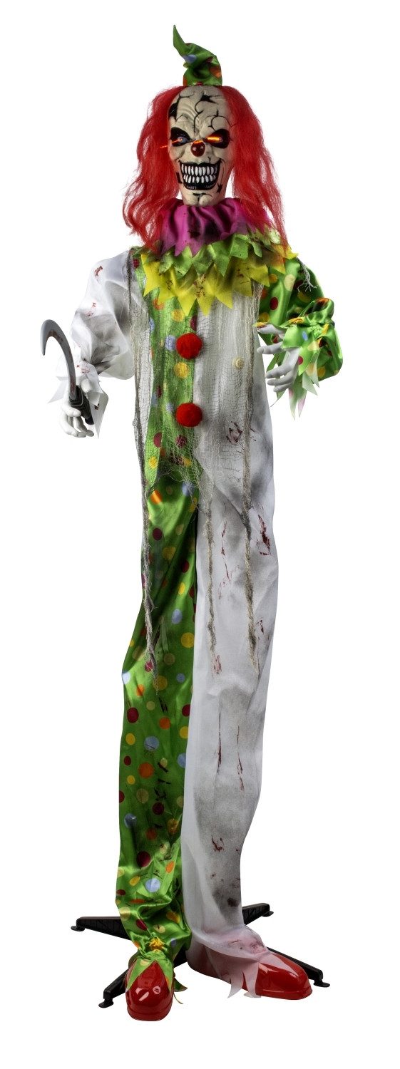 Mel-O-Design LED-Dekofigur Grinzo Horror Clown Figur 170cm Mit LED Augen Sound Bewegung Halloween