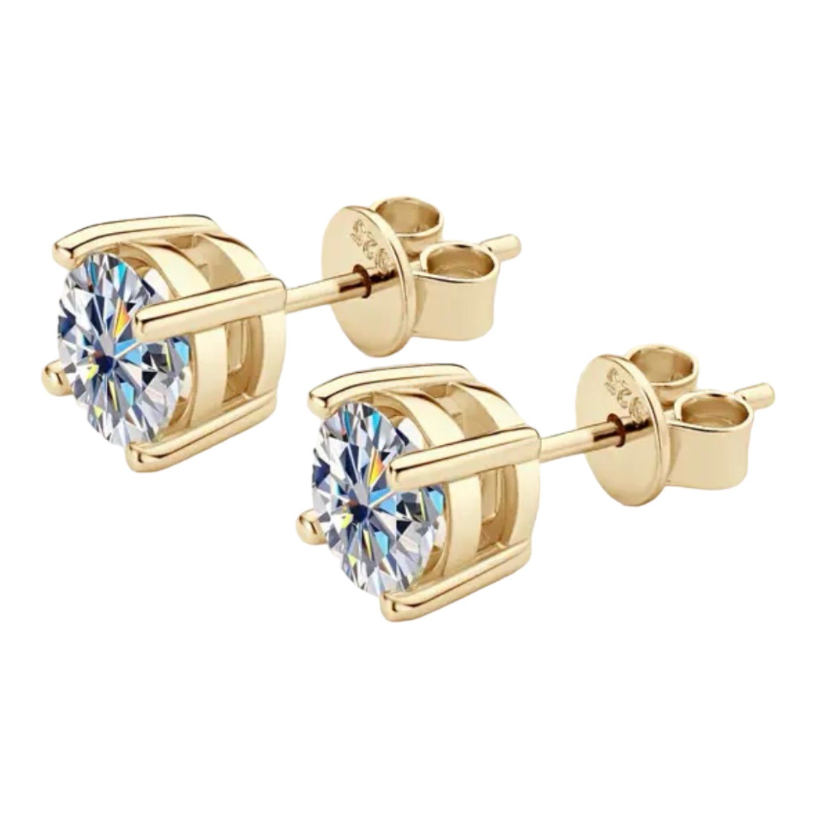 Ohrstecker Gold Frauenschmuck Karisma Paar Diamant, Rund 925 rhodiniert Schmuck Silber Premium Zirkonia Herrenschmuck