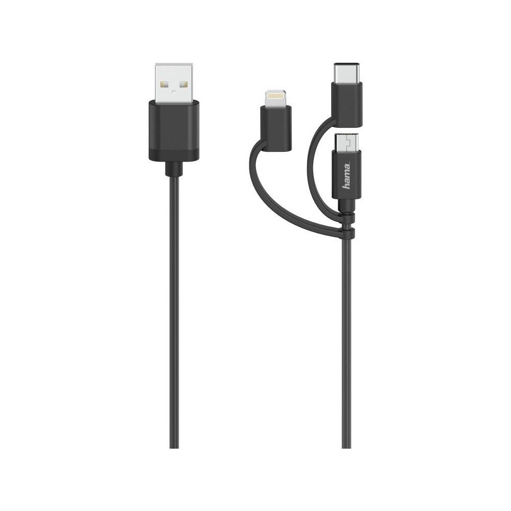 Hama 3in1 Micro-USB-Kabel mit USB-C & Lightning Adapter Elektro-Kabel