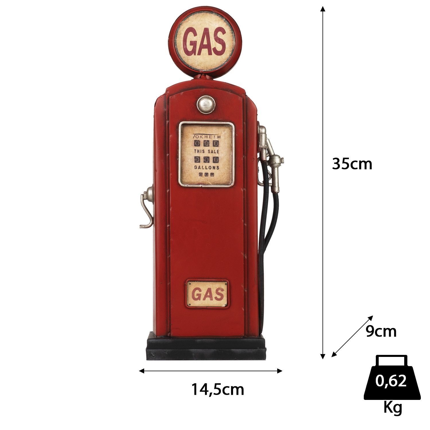 Moritz Spardose Blech-Spardose Zapfsäule Gas rot, Modell Nostalgie Antik-Stil Retro Blechmodell Miniatur Nachbildung – Bild 3 von 5