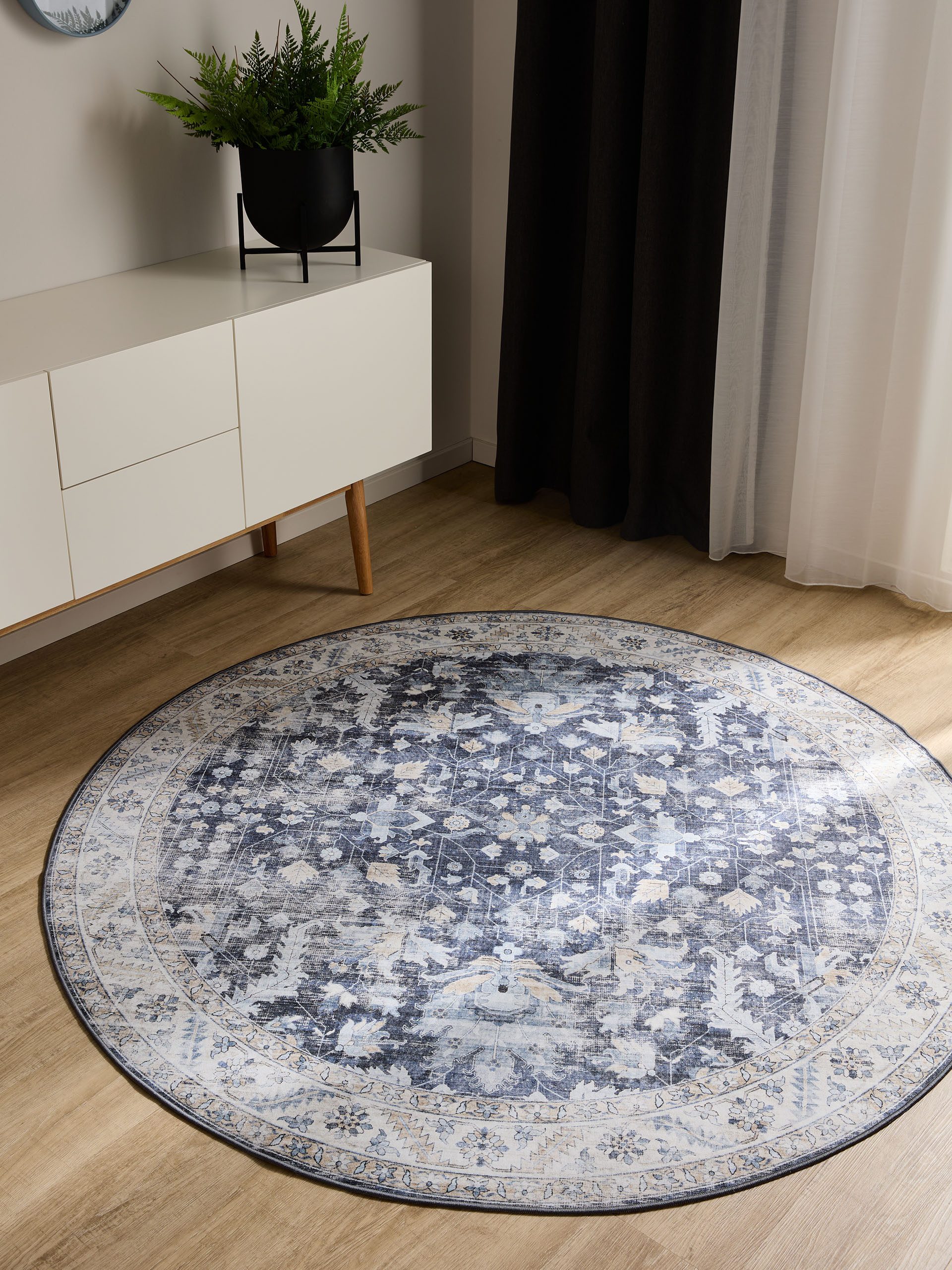 benuta Teppich George, rund, Höhe: 5 mm, Vintage-Look, Kurzflor, Teppich Wo günstig online kaufen